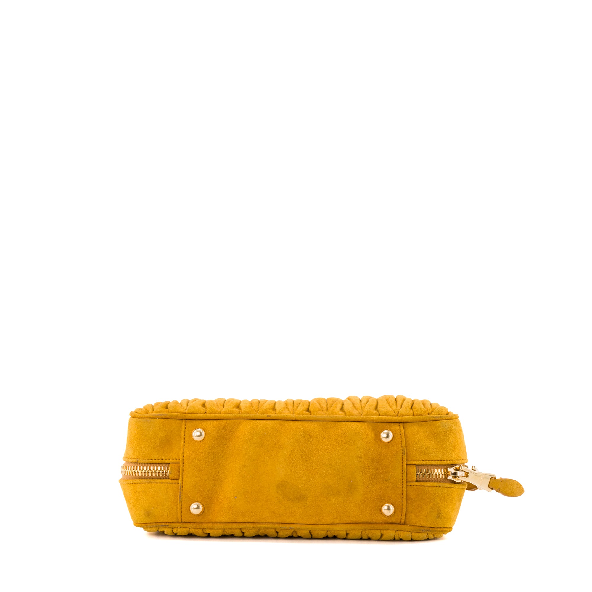 MIU MIU - Sac à main Arcadie Miu Miu en daim jaune moutarde