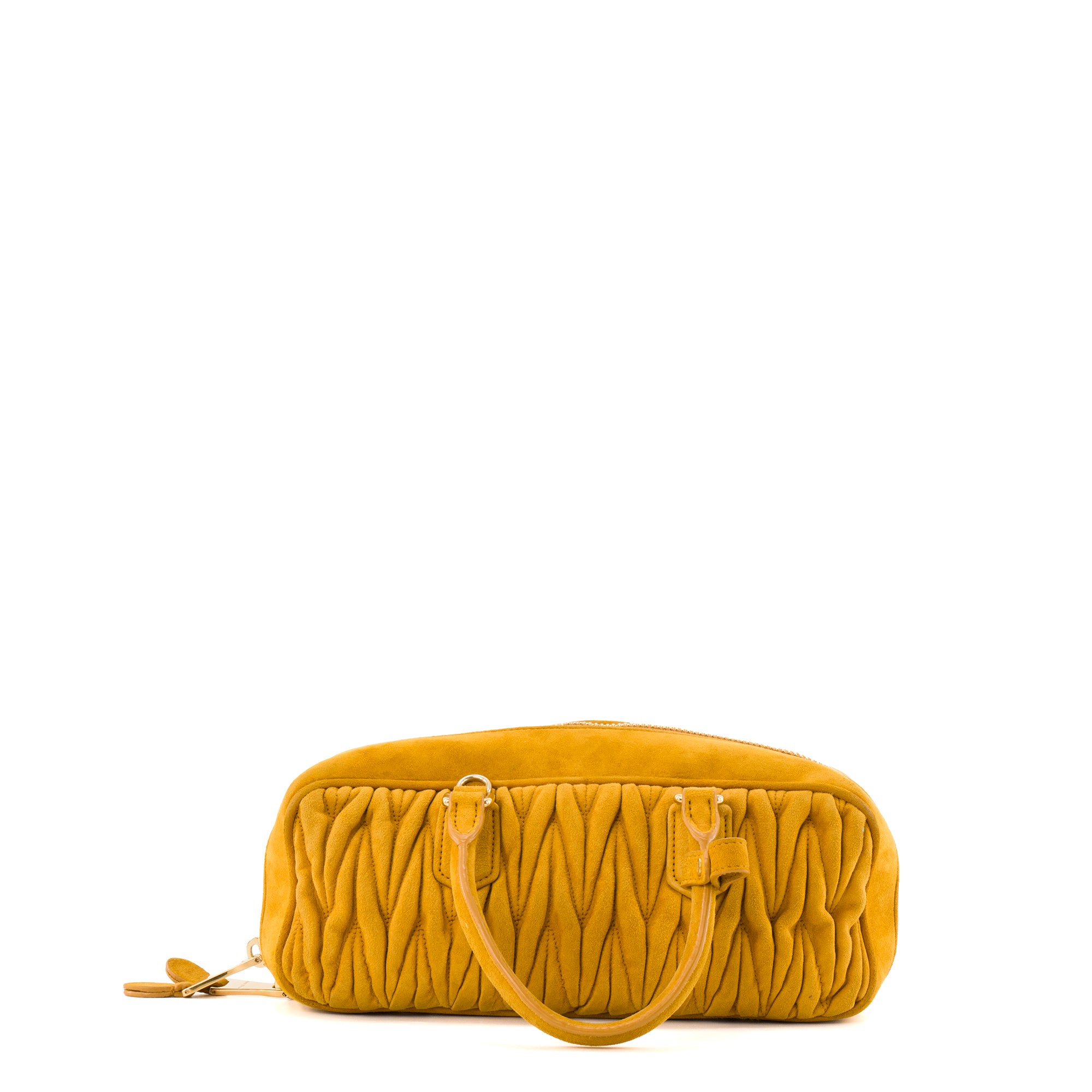 MIU MIU - Sac à main Arcadie Miu Miu en daim jaune moutarde
