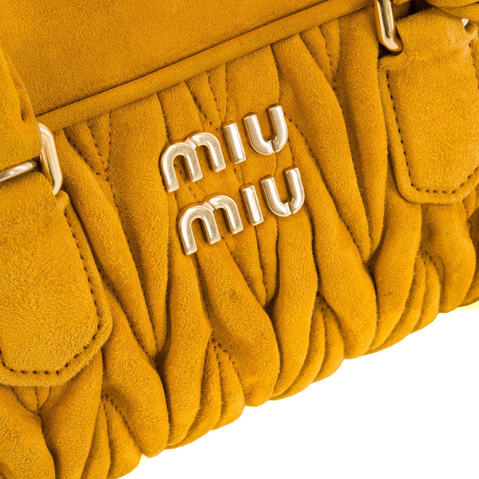 MIU MIU - Sac à main Arcadie Miu Miu en daim jaune moutarde