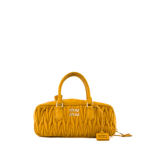 MIU MIU - Sac à main Arcadie Miu Miu en daim jaune moutarde