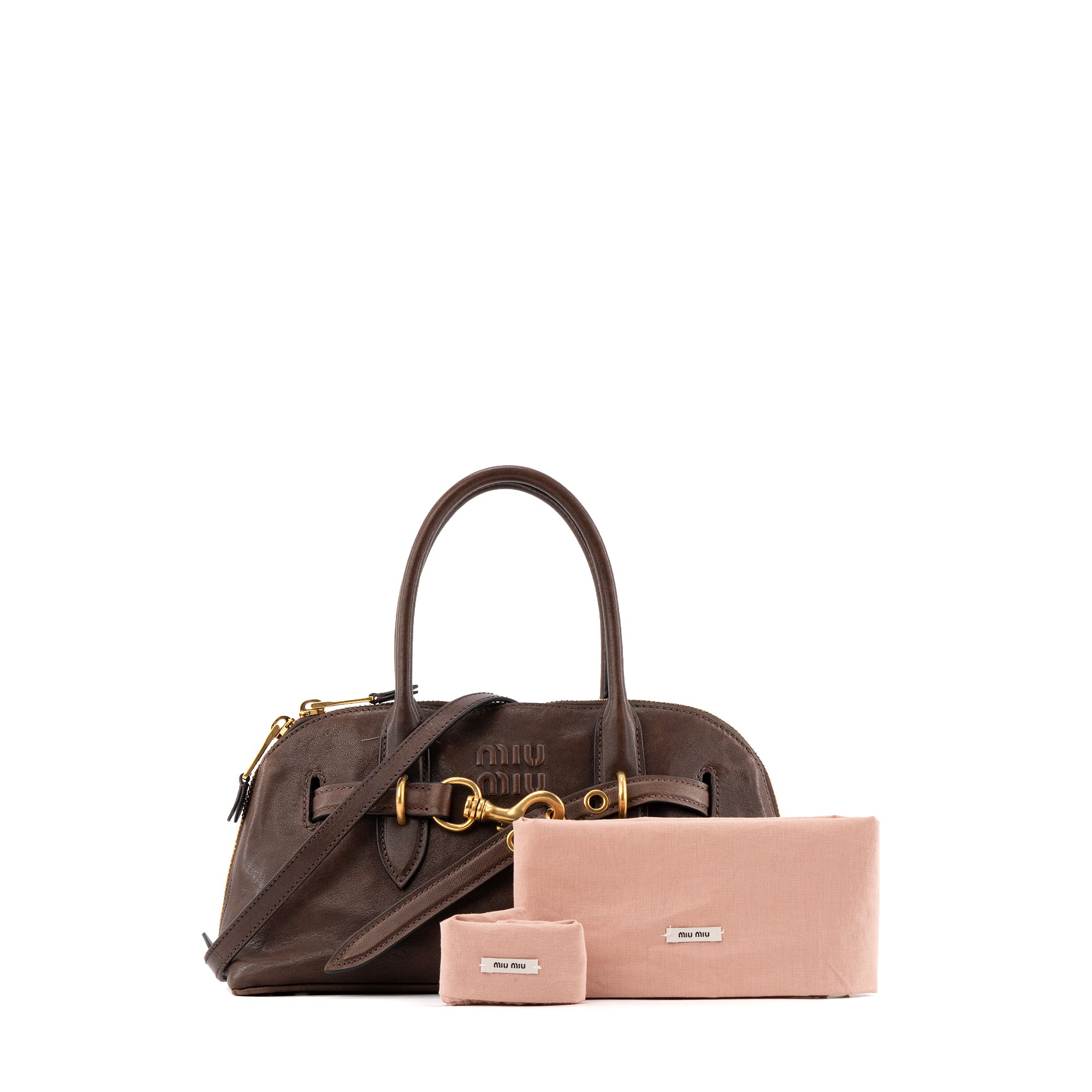 MIU MIU - Sac à main Aventure Miu MIu en cuir nappa marron