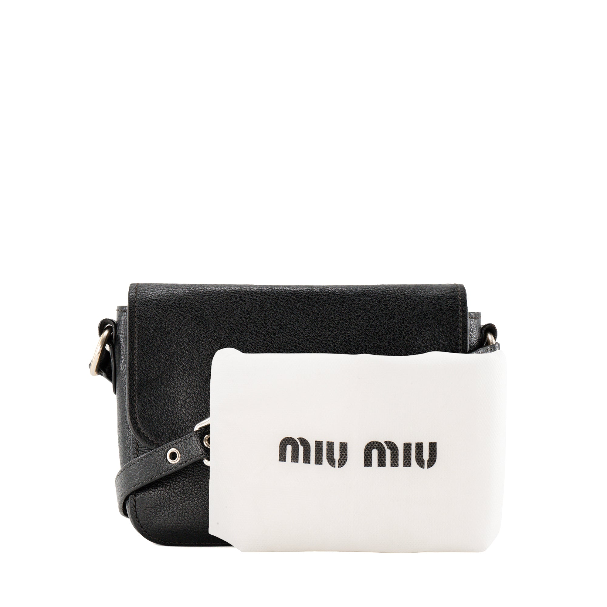MIUMIU - Sac à bandoulière Madras Miu Miu en cuir grainé noir