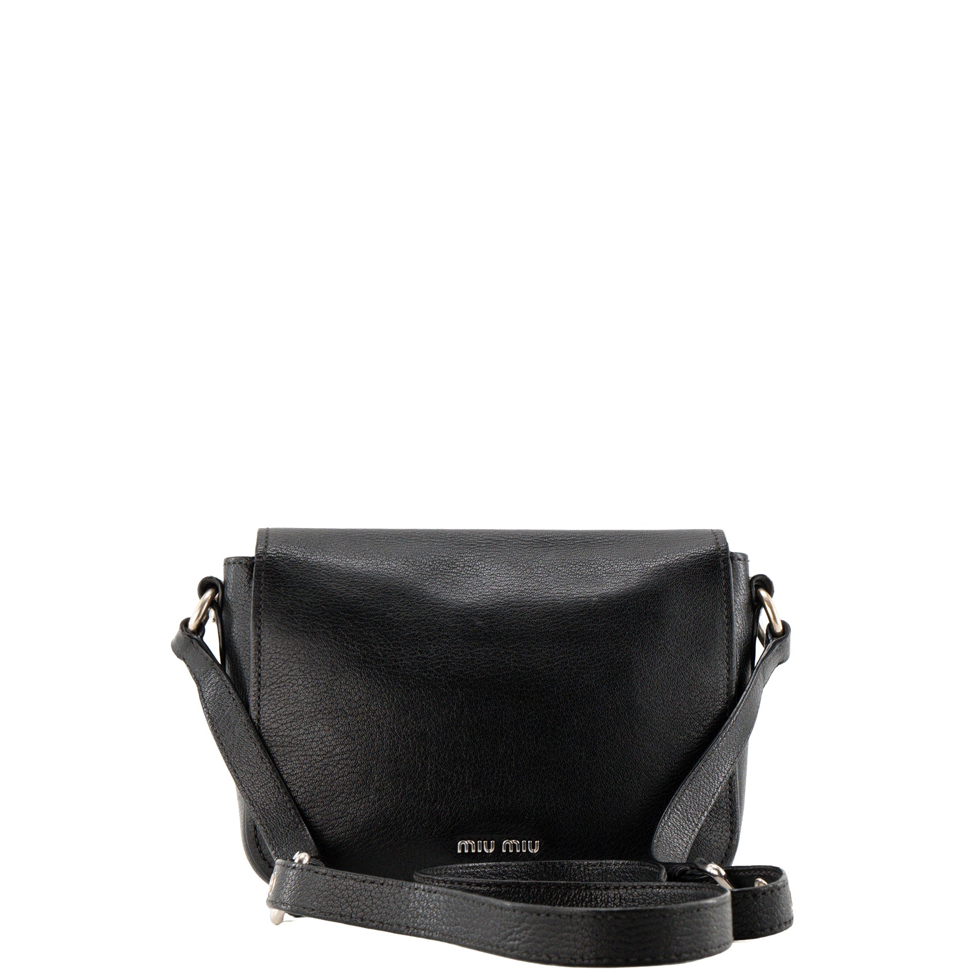 MIUMIU - Sac à bandoulière Madras Miu Miu en cuir grainé noir
