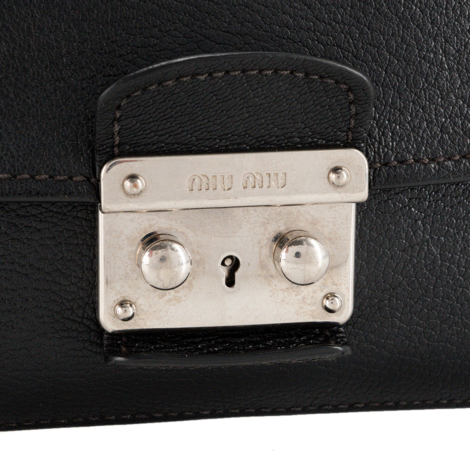 MIUMIU - Sac à bandoulière Madras Miu Miu en cuir grainé noir