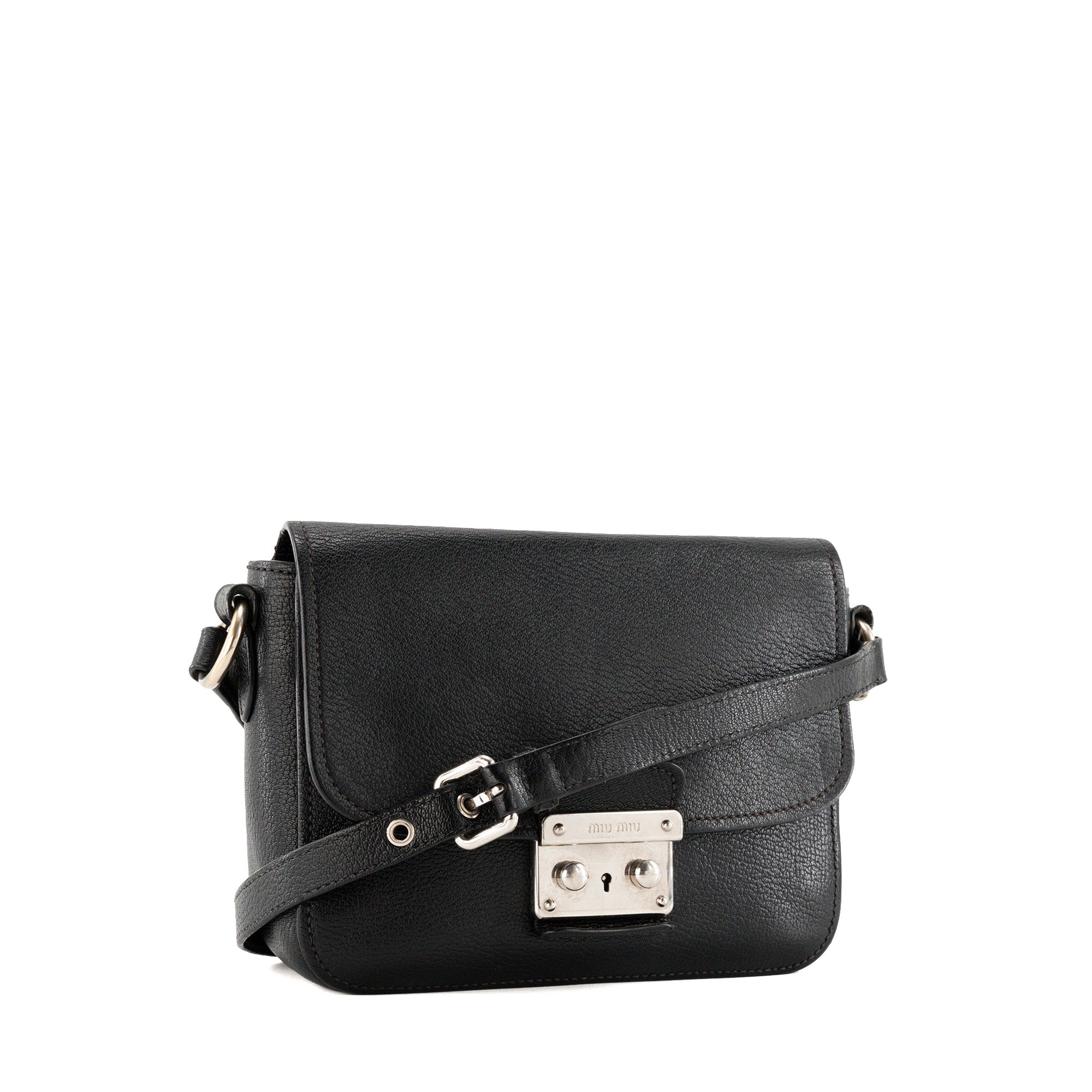 MIUMIU - Sac à bandoulière Madras Miu Miu en cuir grainé noir