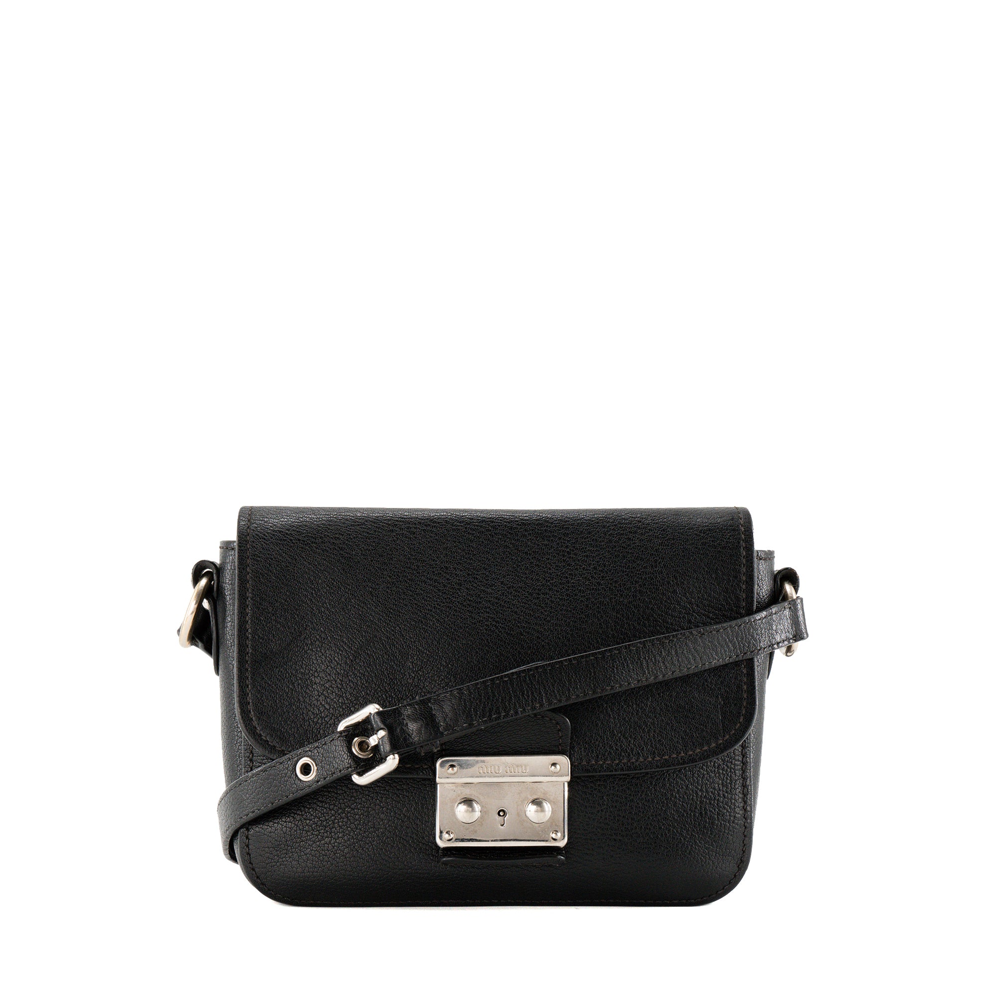 MIUMIU - Sac à bandoulière Madras Miu Miu en cuir grainé noir