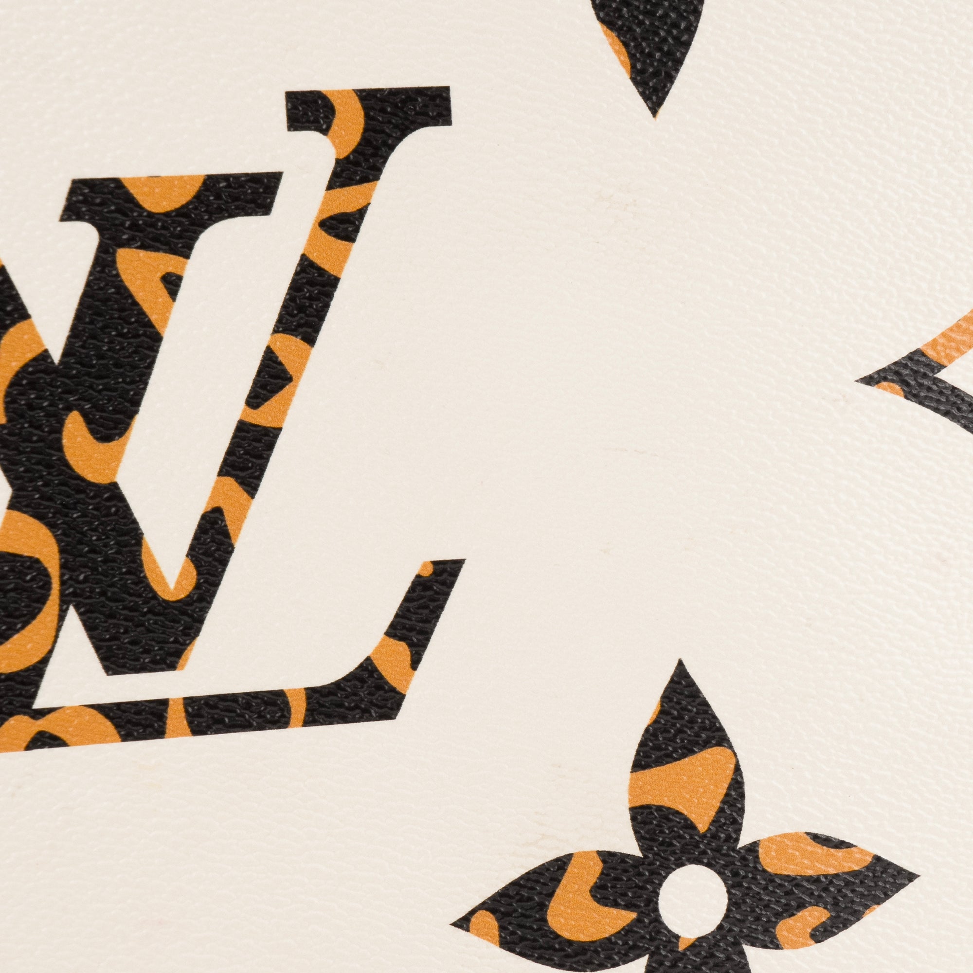 LOUIS VUITTON - Sac cabas Neverfull MM Giant Jungle Léopard Louis Vuitton en toile enduite marron et blanche édition limitée