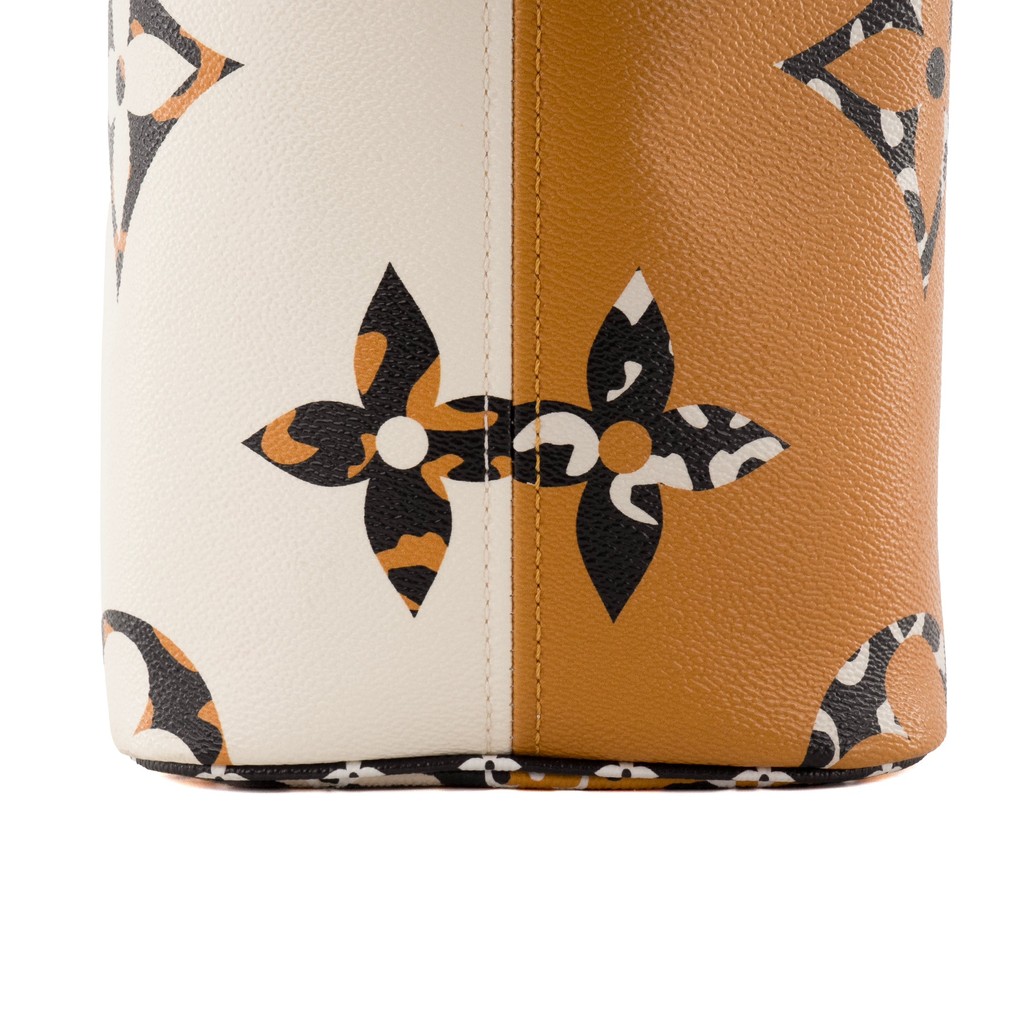 LOUIS VUITTON - Sac cabas Neverfull MM Giant Jungle Léopard Louis Vuitton en toile enduite marron et blanche édition limitée