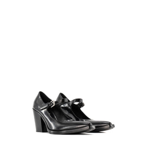 PRADA - Escarpins Mary Jane Prada en cuir brossé noir (T38,5)