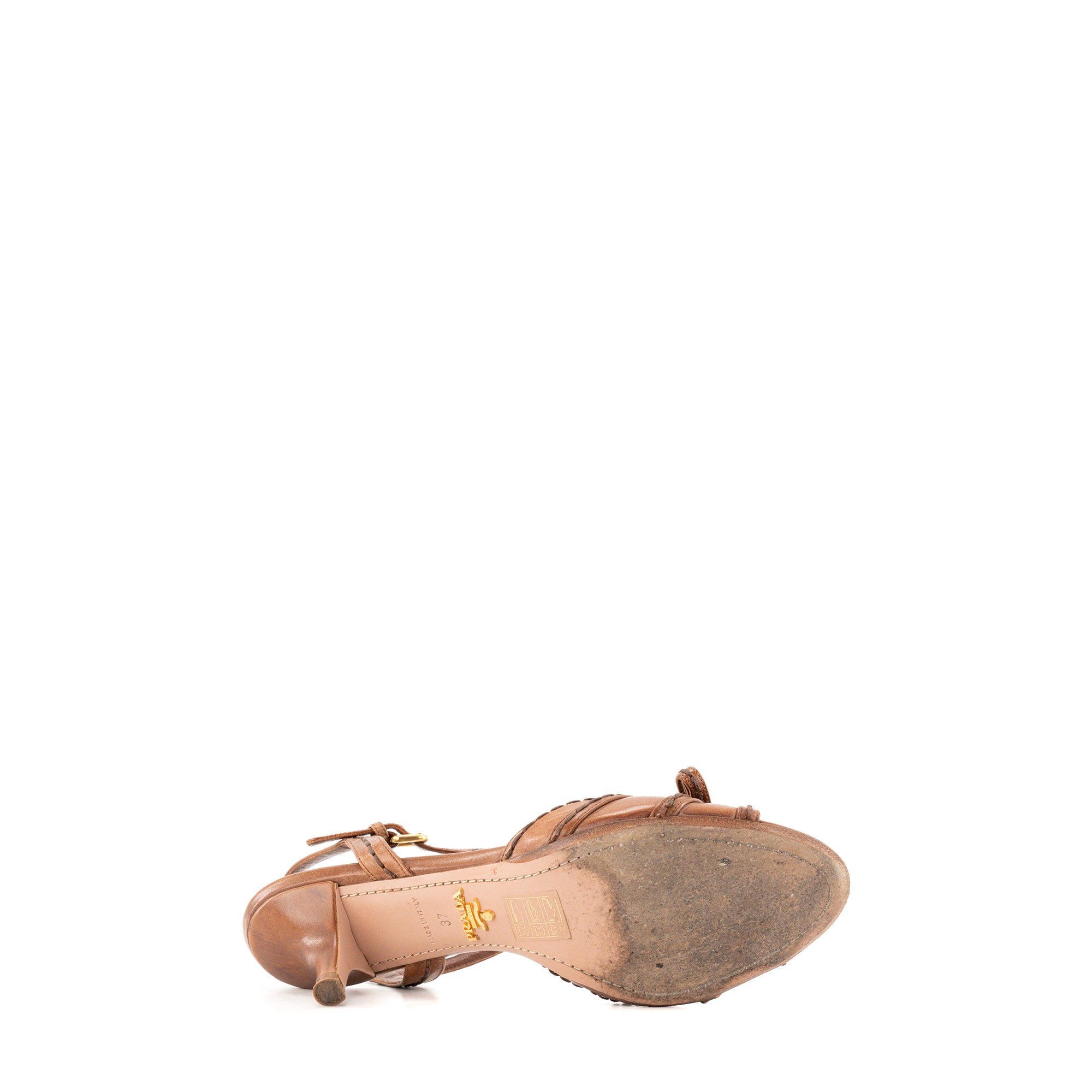 PRADA - Escarpins Prada en cuir lisse marron (T37)