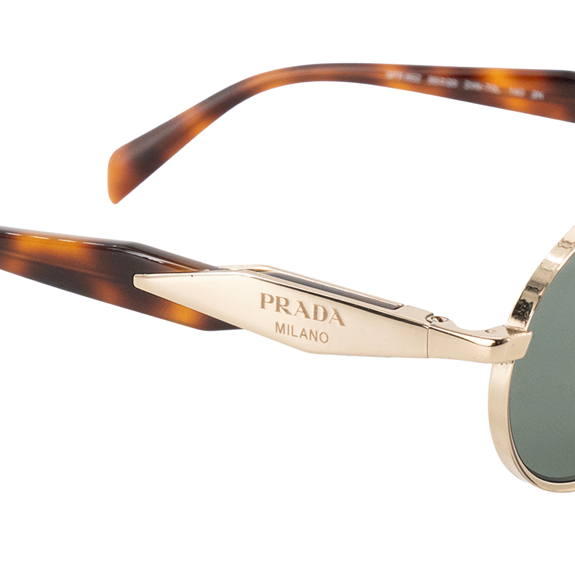 PRADA - Lunettes de soleil Prada en métal doré et acétate marron