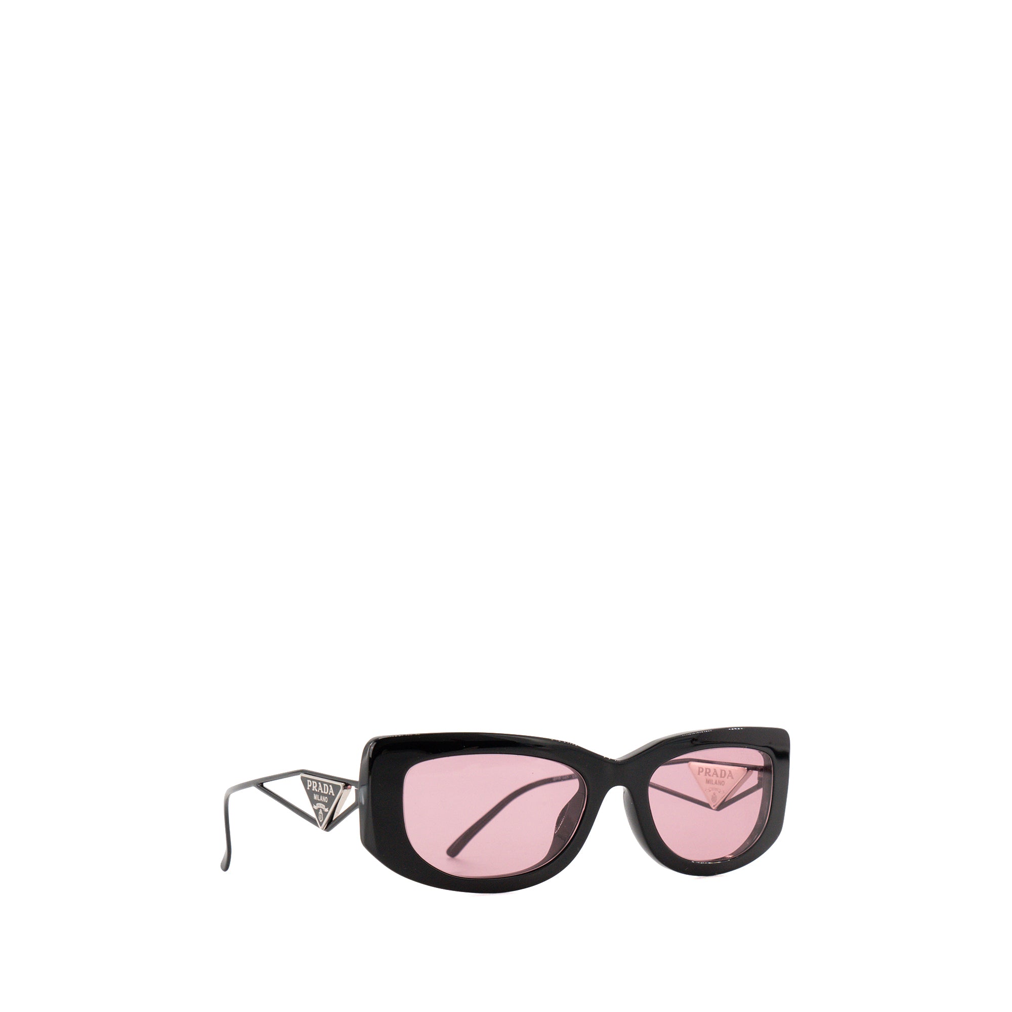 PRADA - Black and Pink Acetate and Metal Prada Logo Sunglasses