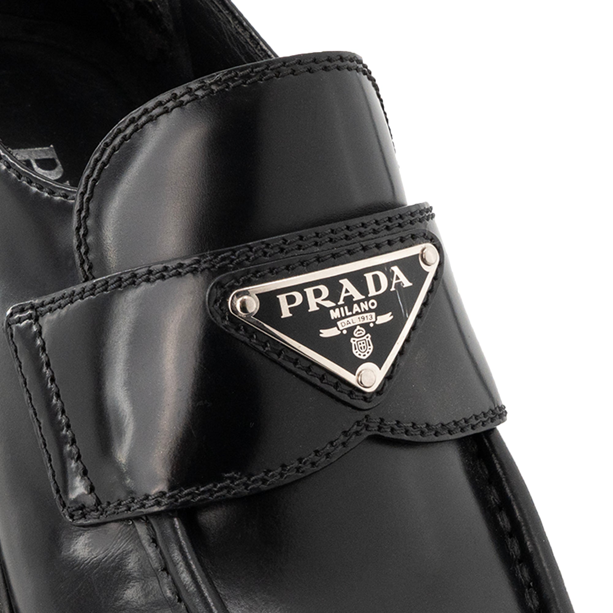 PRADA - Mocassins Chocolate Prada en cuir brossé noir (T35,5)