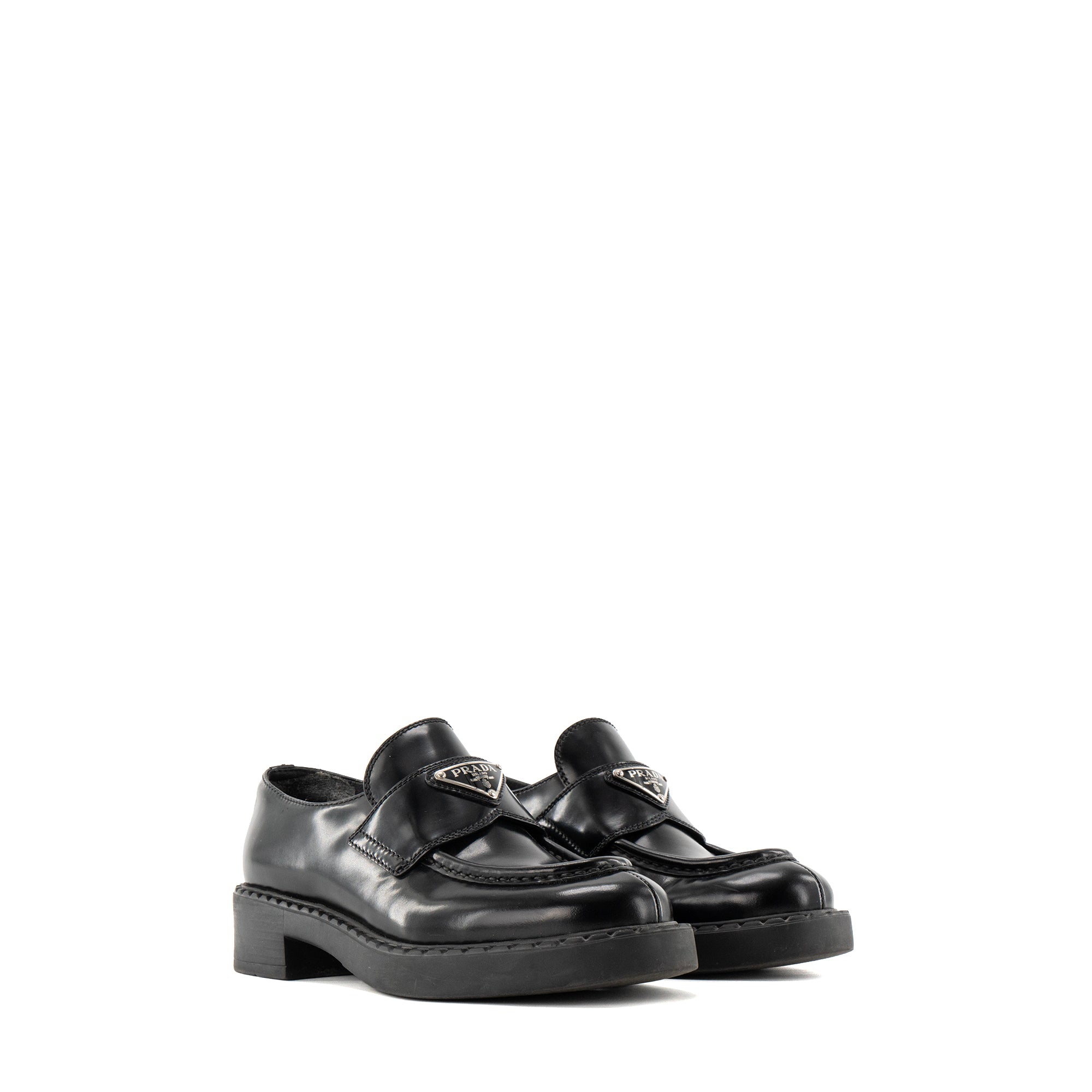 PRADA - Mocassins Chocolate Prada en cuir brossé noir (T35,5)