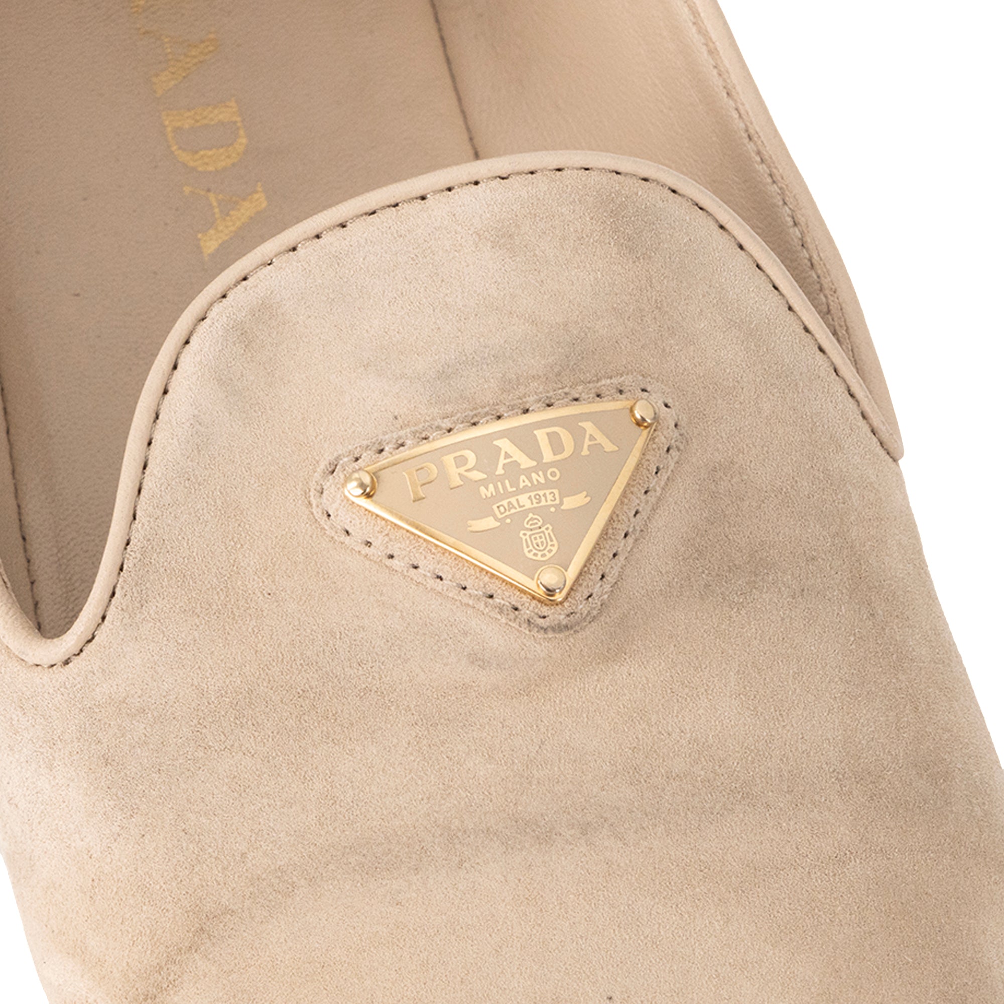 PRADA - Mocassins Prada en daim beige (T39,5)