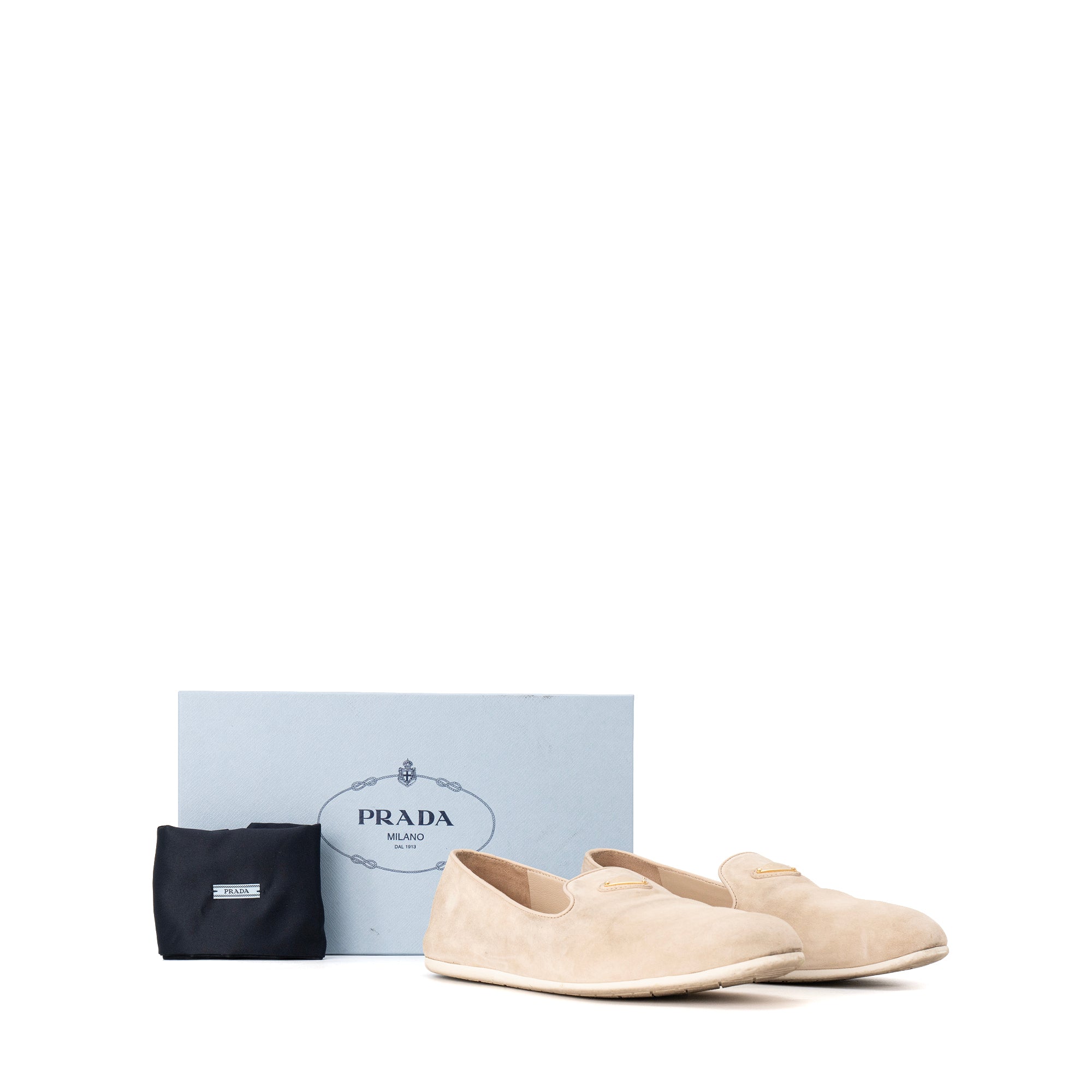 PRADA - Mocassins Prada en daim beige (T39,5)