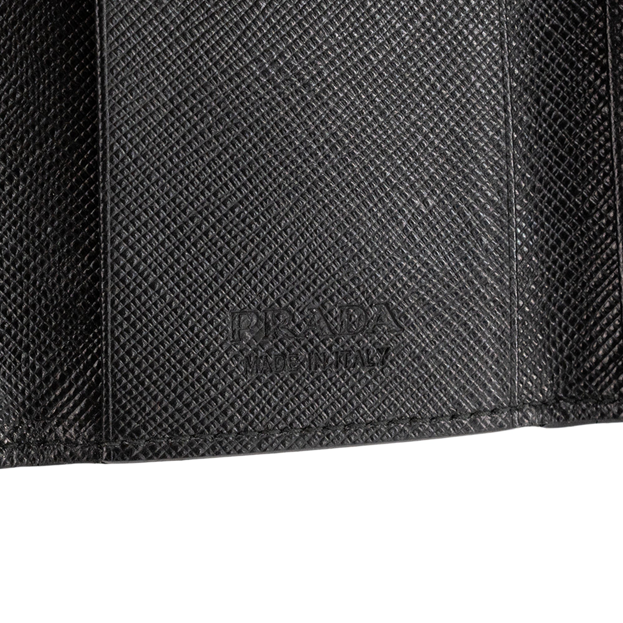 PRADA - Pochette clés Prada en cuir grainé noir