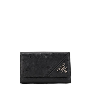 PRADA - Pochette clés Prada en cuir grainé noir