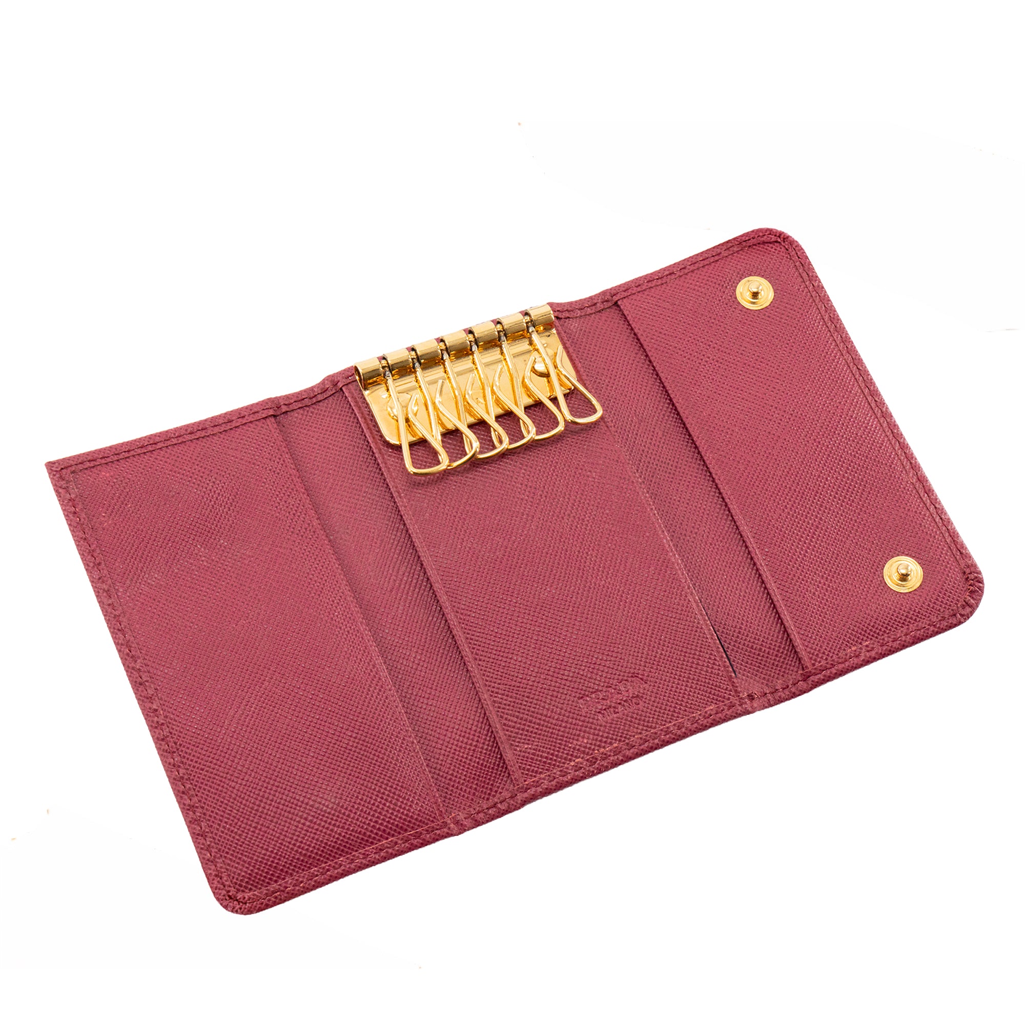 PRADA - Pochette clés Prada en cuir grainé rose