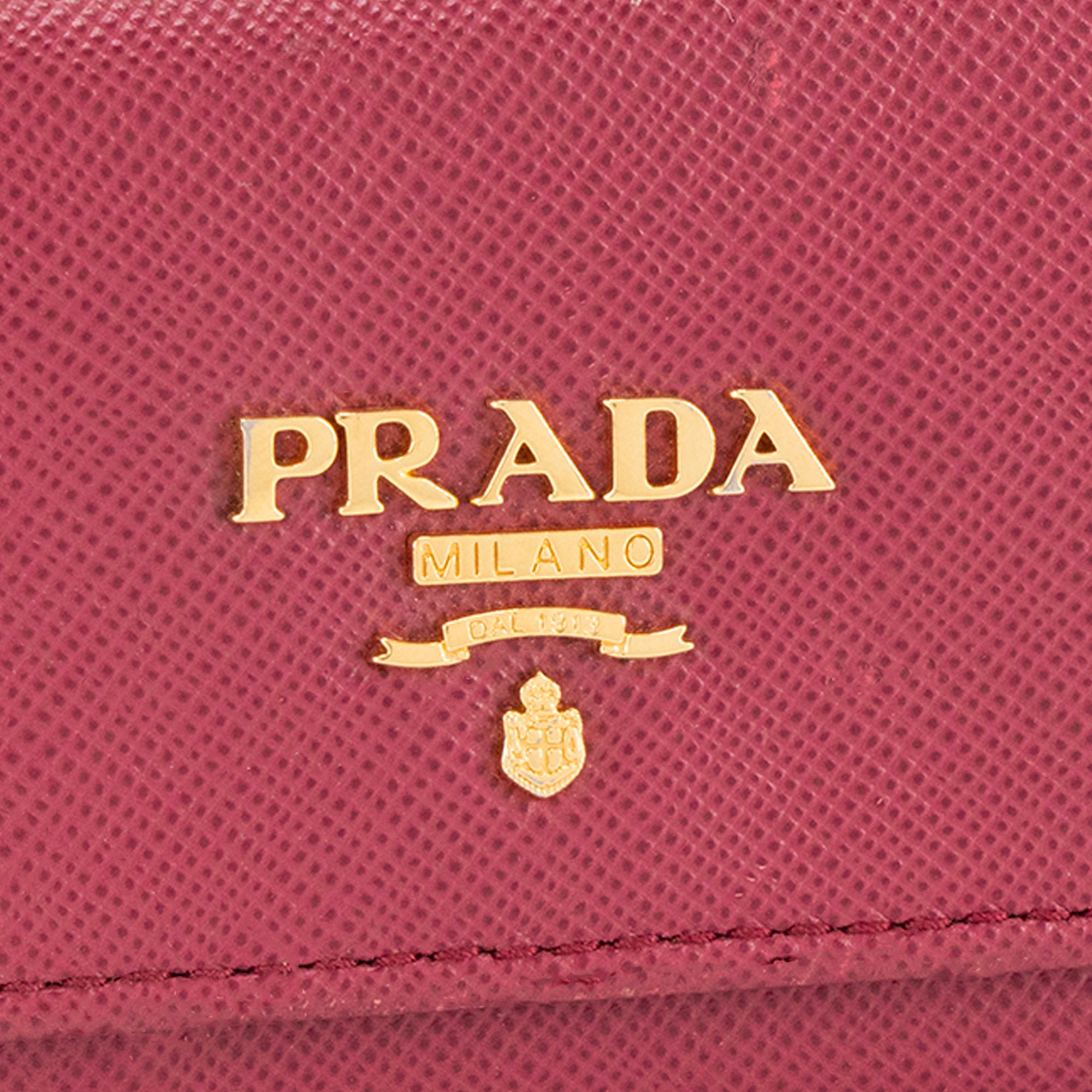 PRADA - Pochette clés Prada en cuir grainé rose