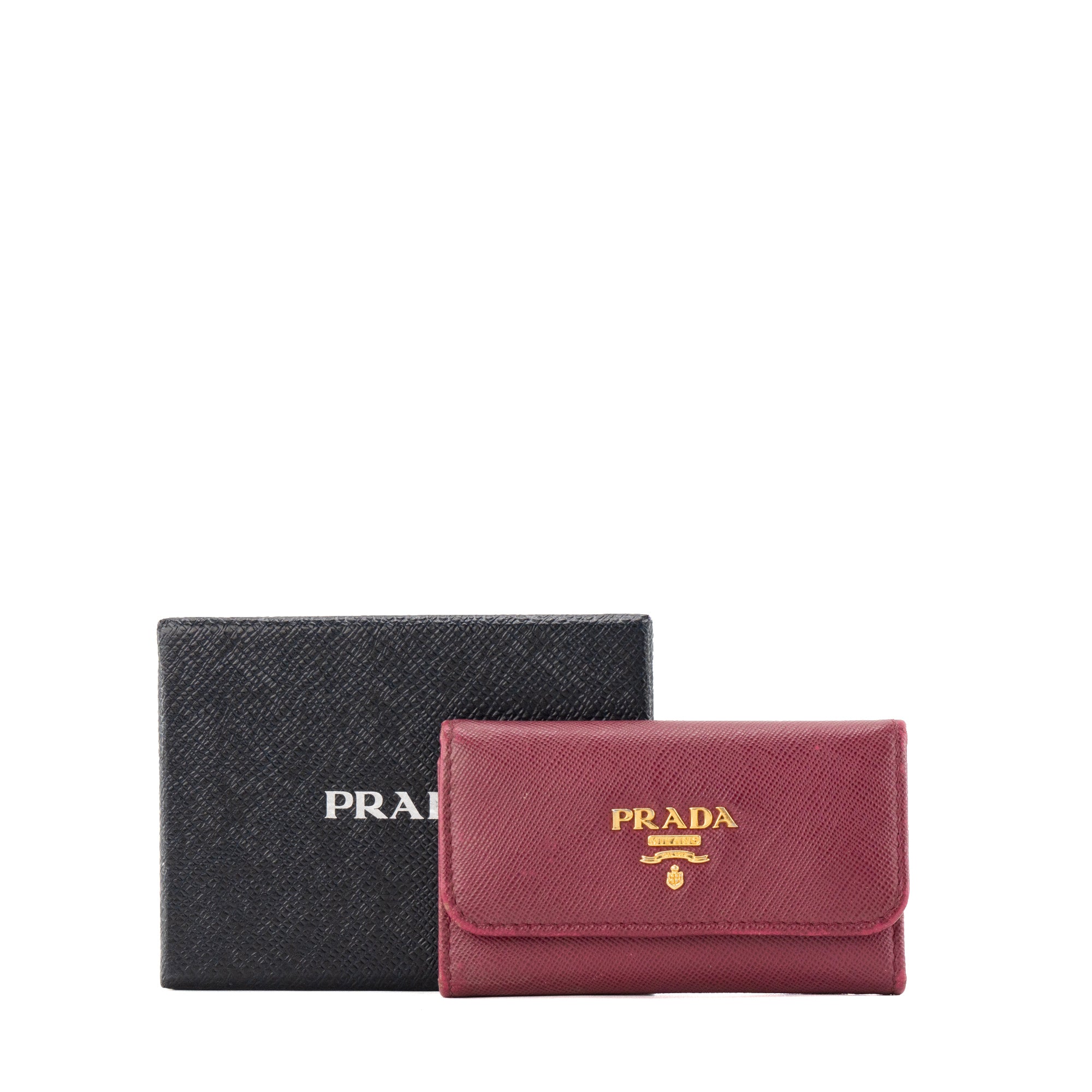 PRADA - Pochette clés Prada en cuir saffiano violet
