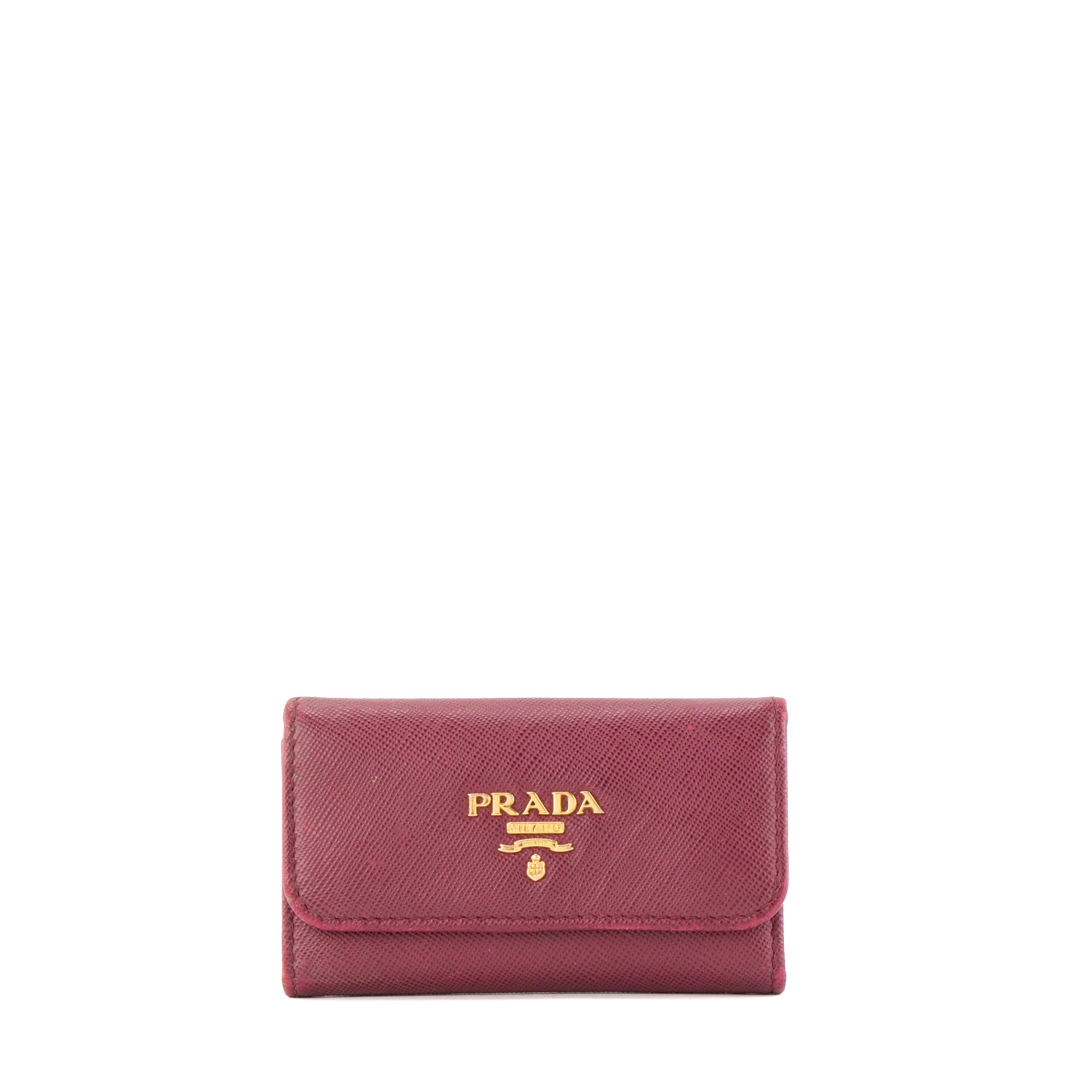 PRADA - Pochette clés Prada en cuir saffiano violet