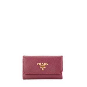 PRADA - Pochette clés Prada en cuir saffiano violet