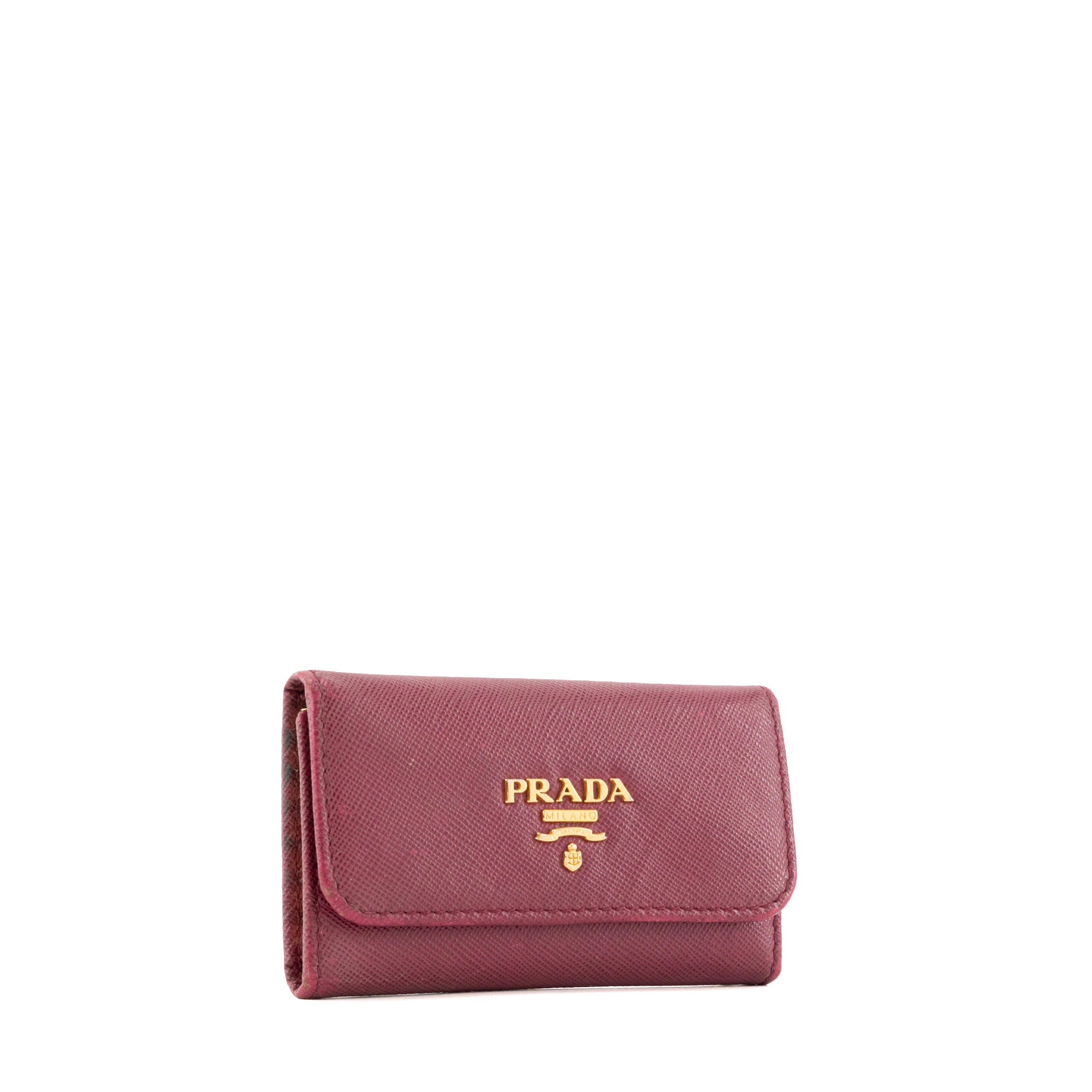 PRADA - Pochette clés Prada en cuir saffiano violet