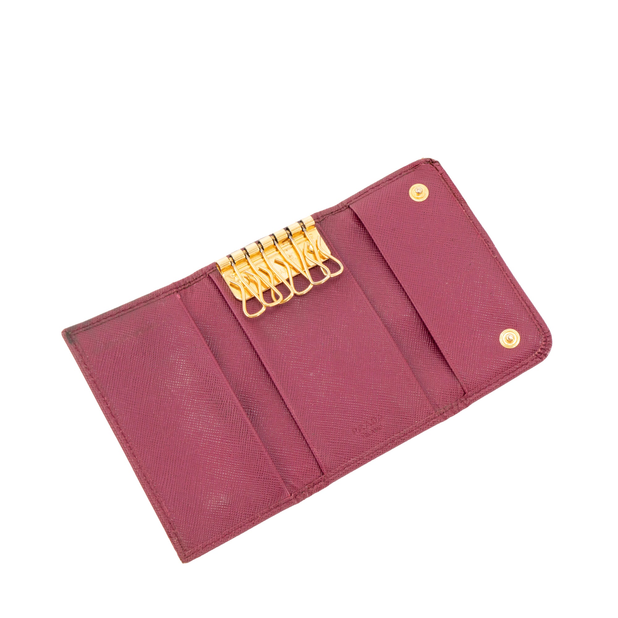 PRADA - Pochette clés Prada en cuir saffiano violet