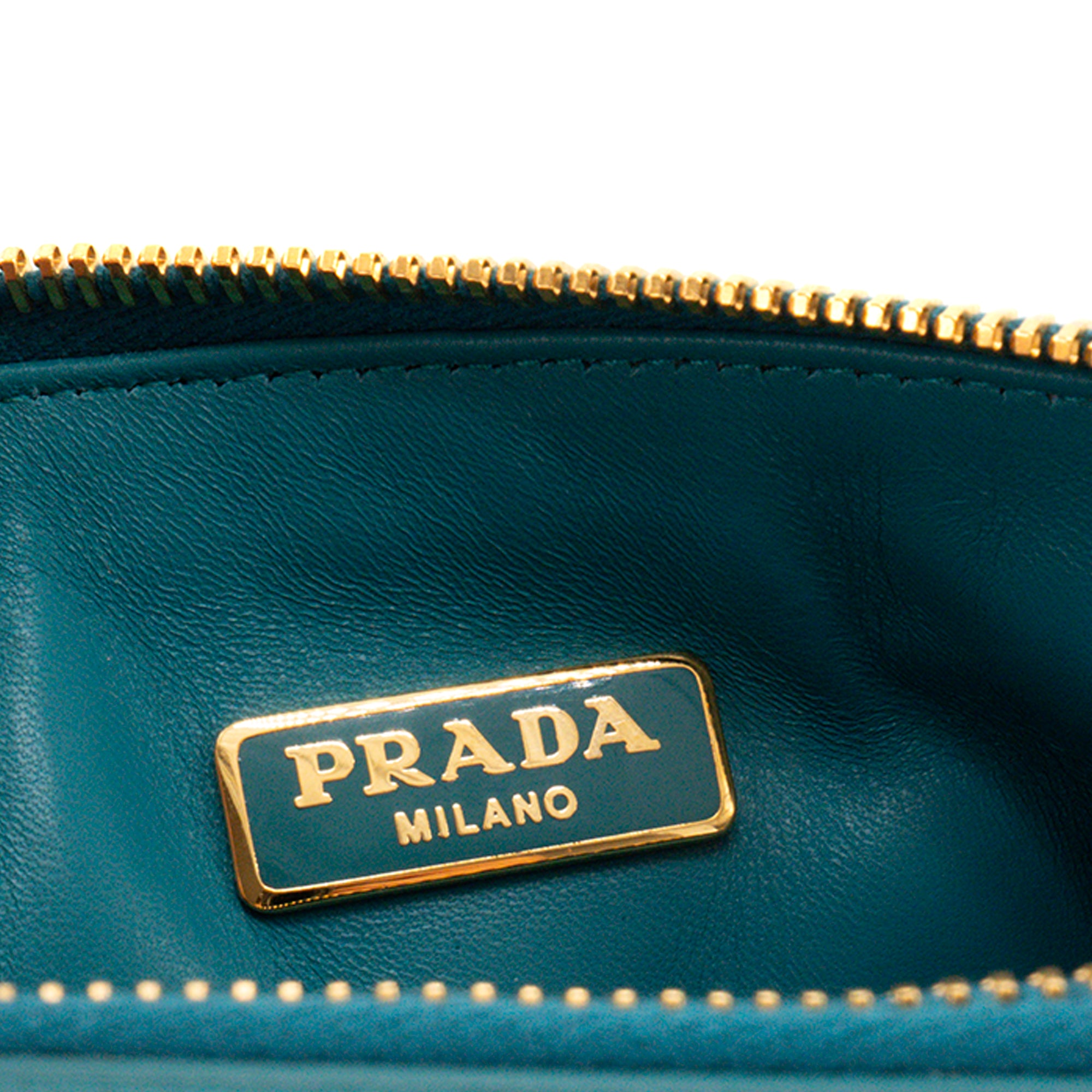 PRADA - Prada Mini Pouch in Blue Grained Leather