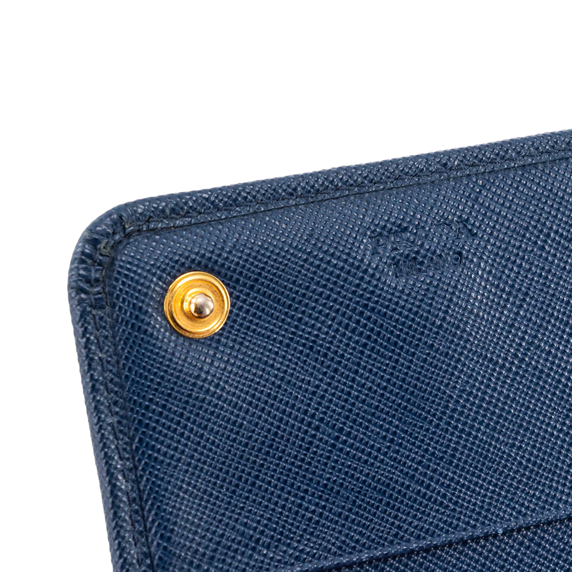 PRADA - Portefeuille Prada en cuir grainé bleu