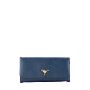 PRADA - Portefeuille Prada en cuir grainé bleu