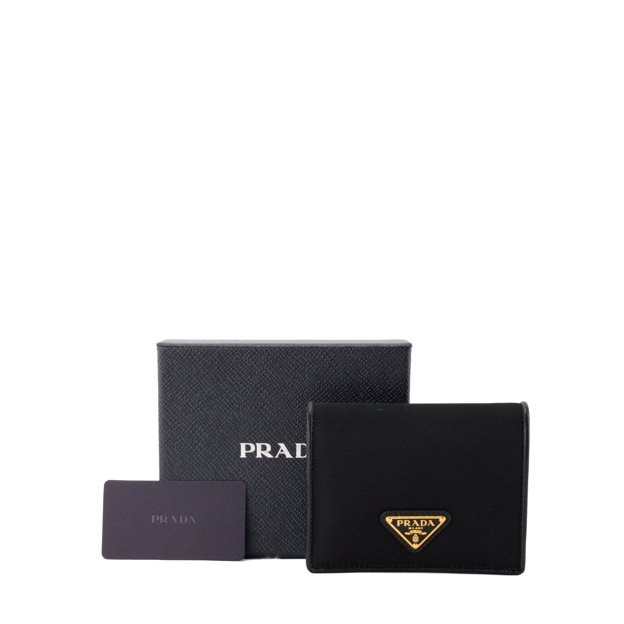 PRADA - Portefeuille Tessuto Prada en re-nylon et cuir grainé noir