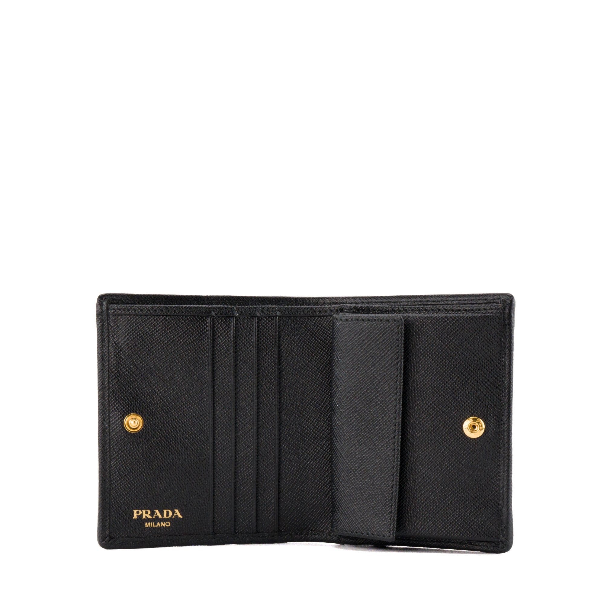 PRADA - Portefeuille Tessuto Prada en re-nylon et cuir grainé noir