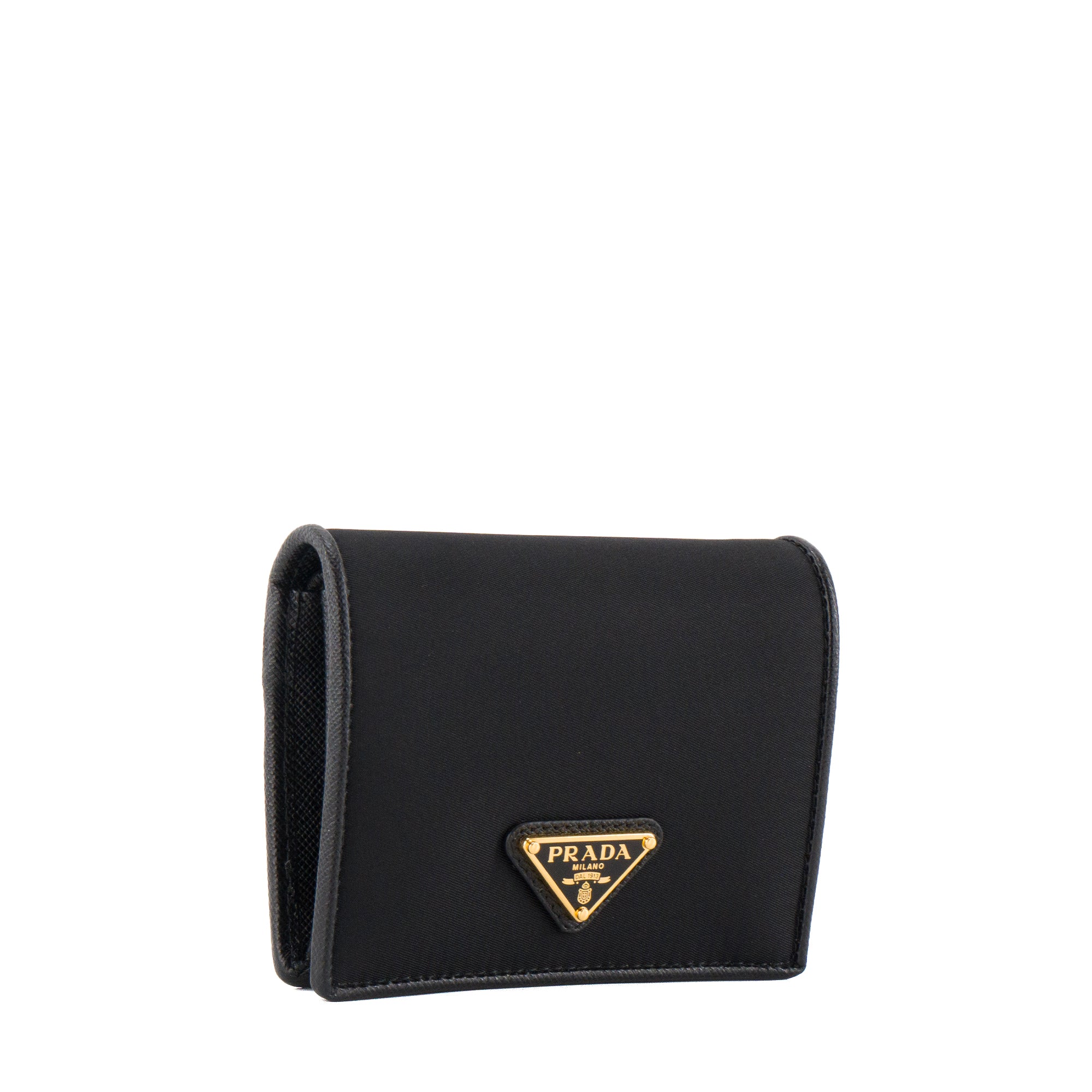 PRADA - Portefeuille Tessuto Prada en re-nylon et cuir grainé noir