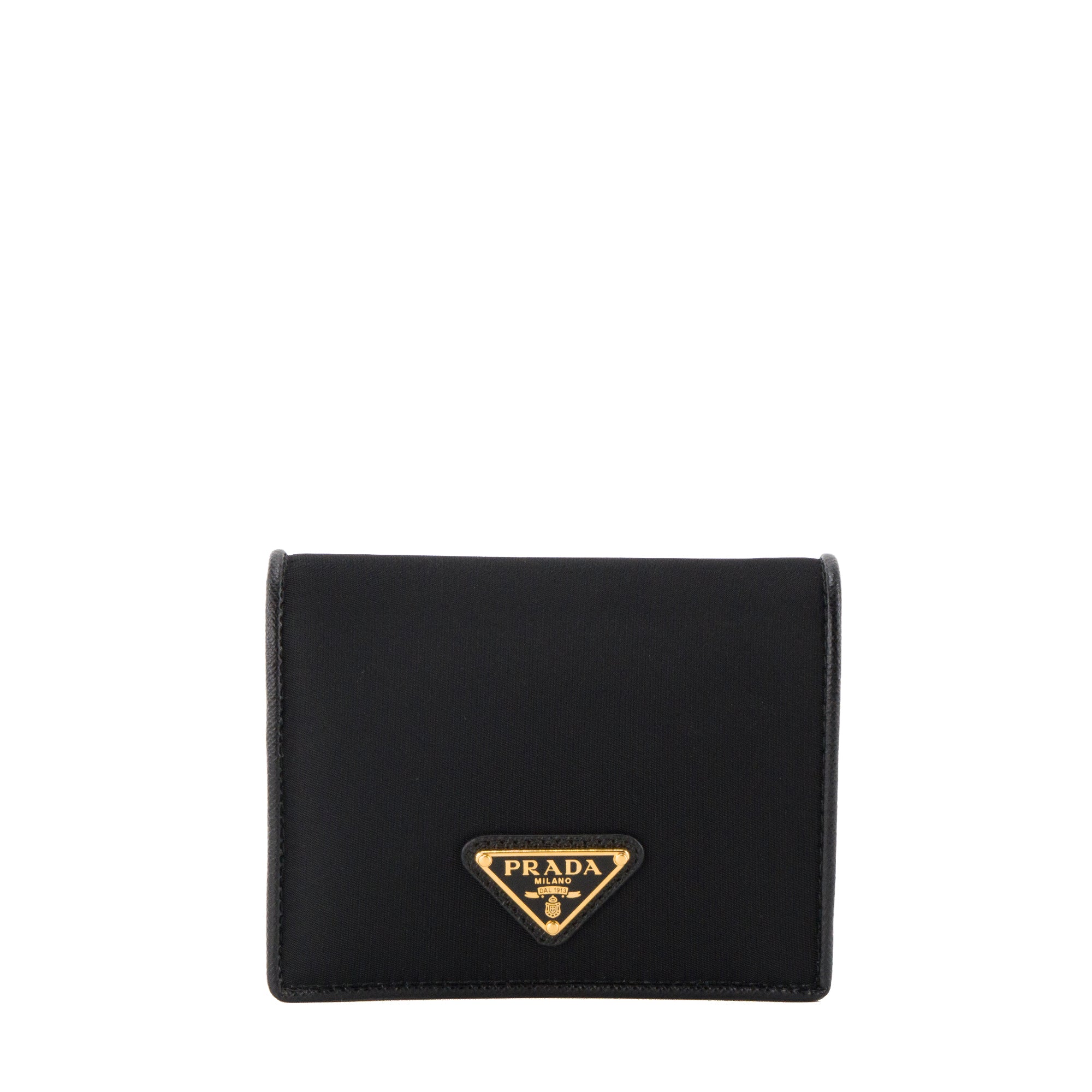 PRADA - Portefeuille Tessuto Prada en re-nylon et cuir grainé noir