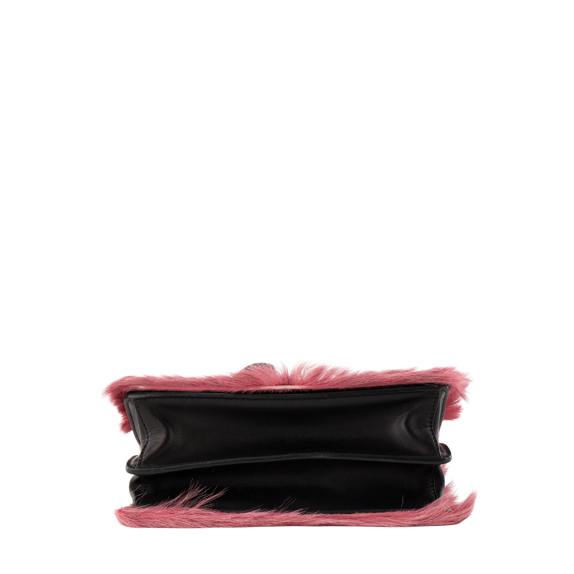 PRADA - Sac à bandoulière Cahier Prada en fourrure rose et cuir lisse noir