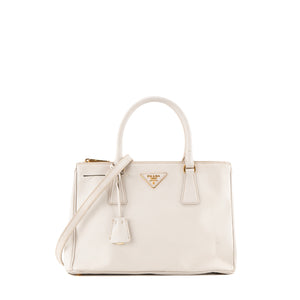 PRADA - Sac à bandoulière Galleria Prada en cuir grainé blanc