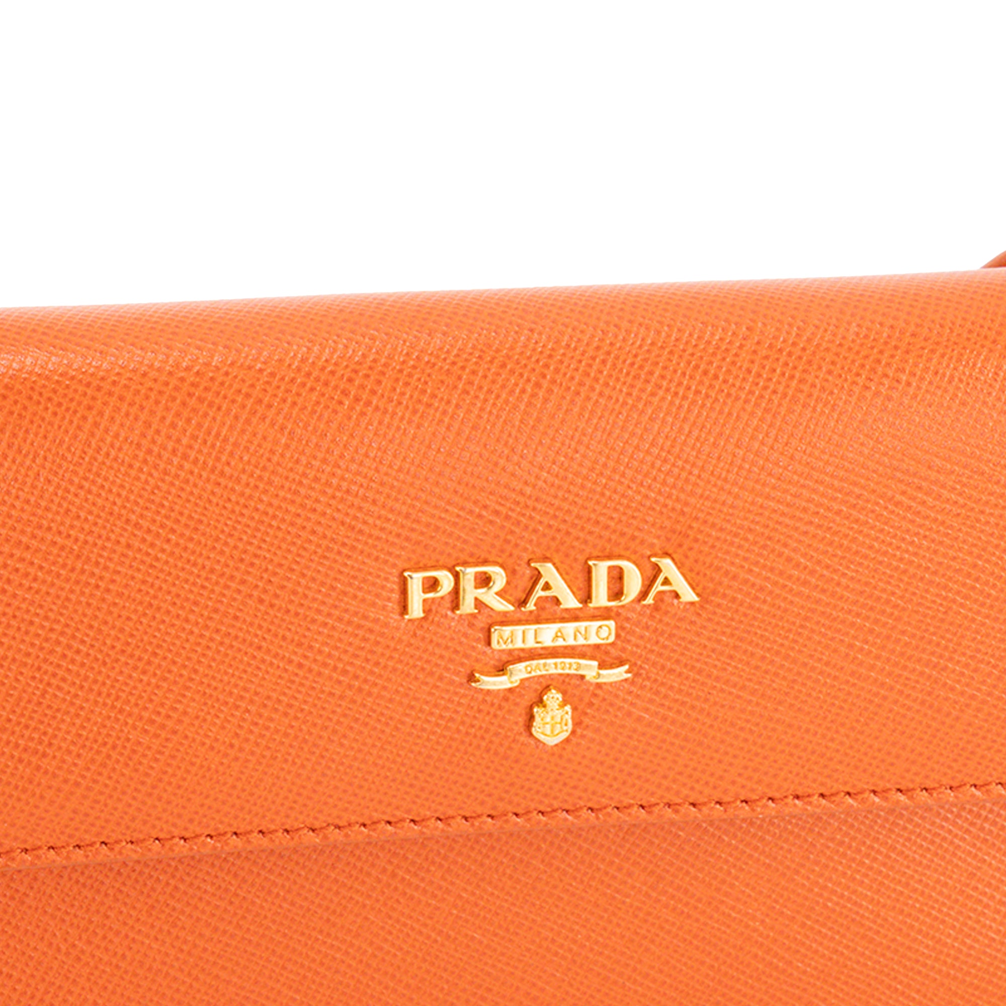 PRADA - Sac à bandoulière Pochette Prada en cuir grainé orange