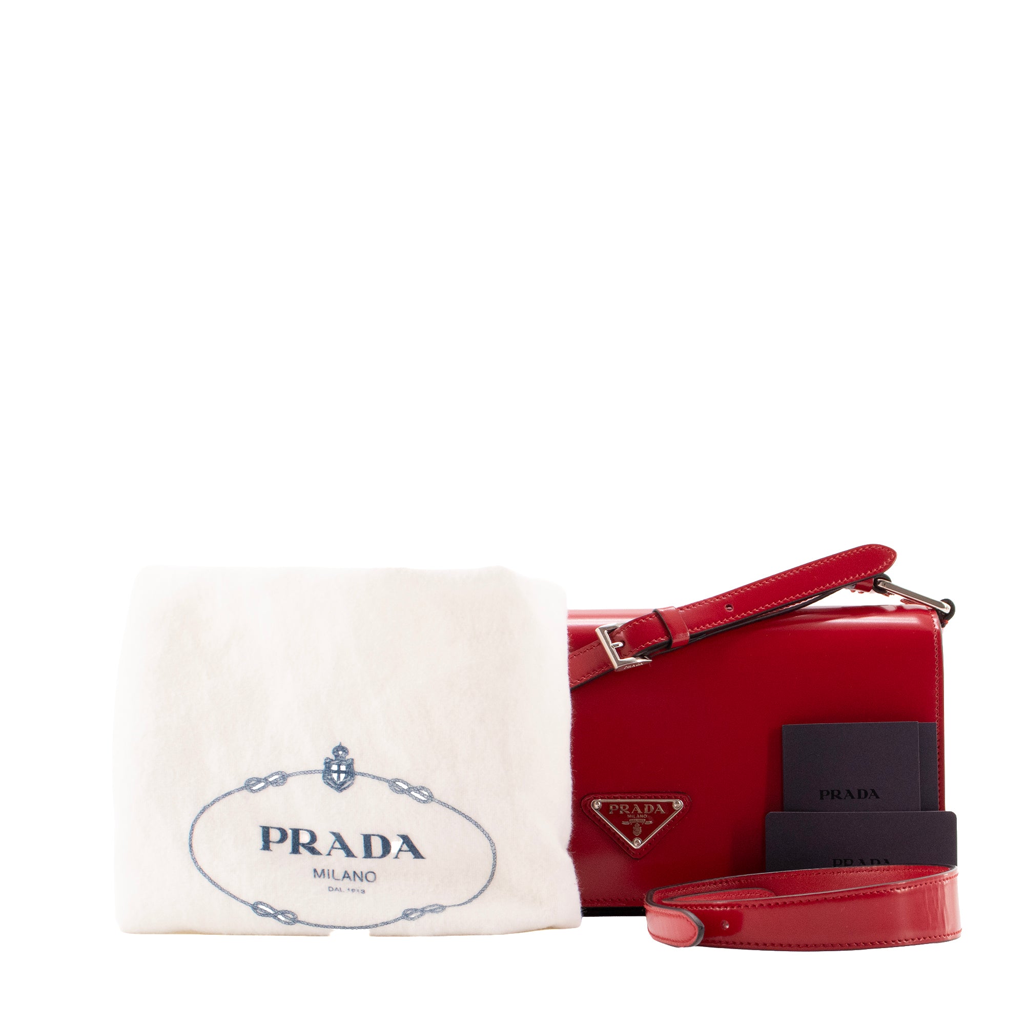 PRADA - Sac à bandoulière Spazzolato Prada en cuir lisse rouge