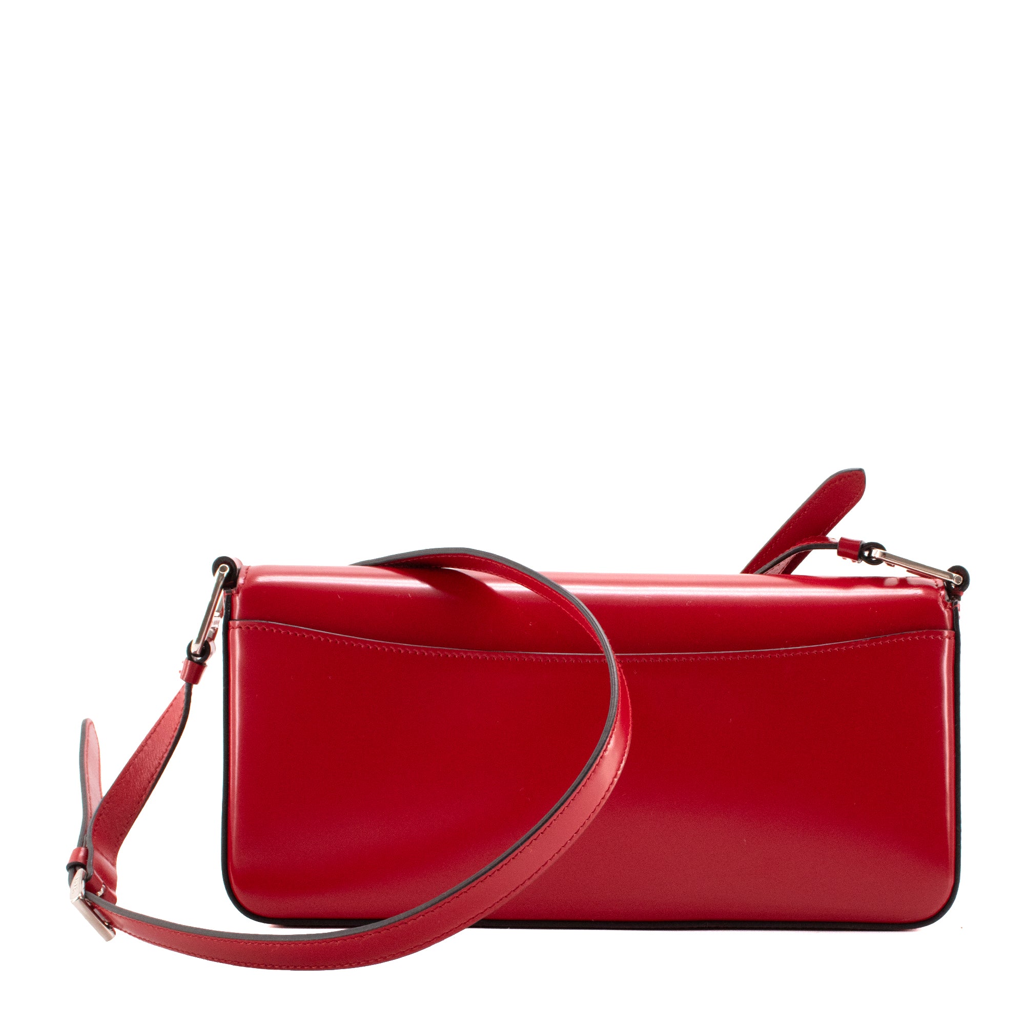 PRADA - Sac à bandoulière Spazzolato Prada en cuir lisse rouge