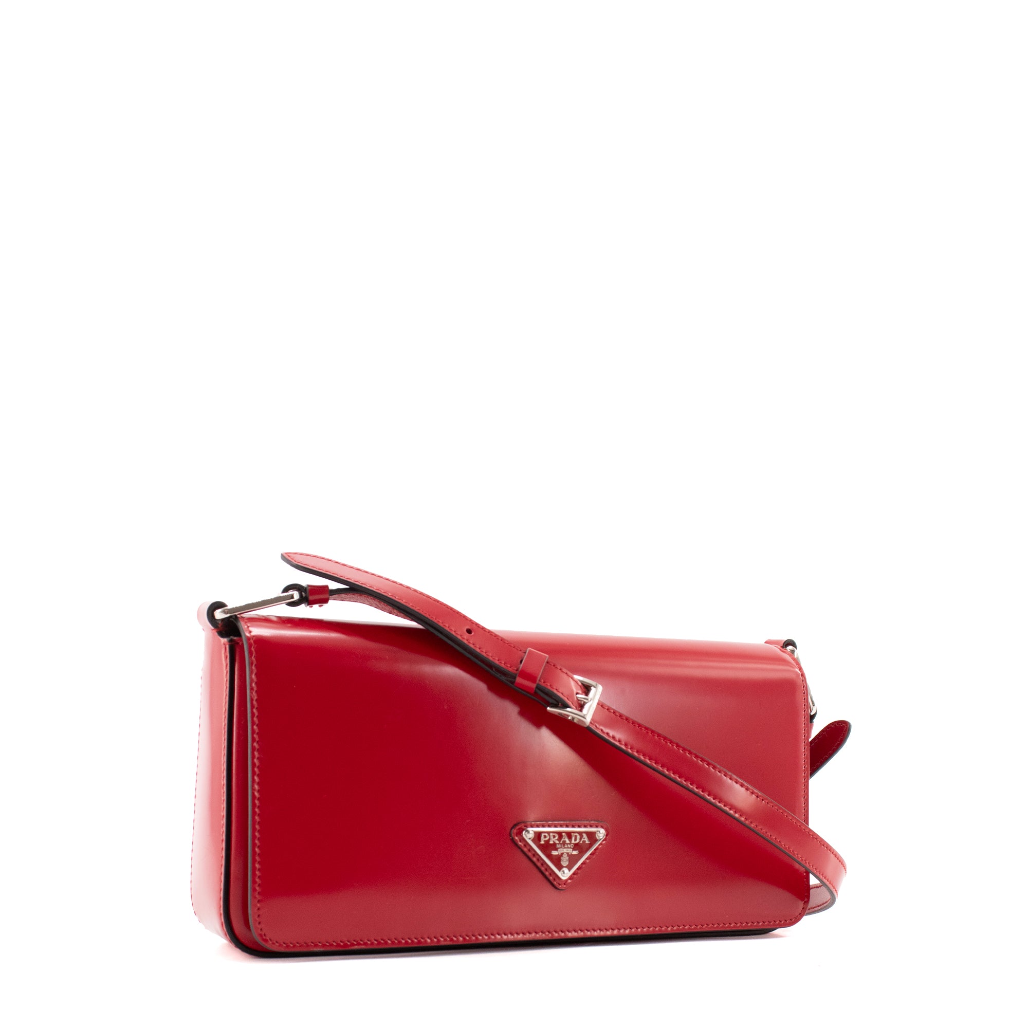 PRADA - Sac à bandoulière Spazzolato Prada en cuir lisse rouge