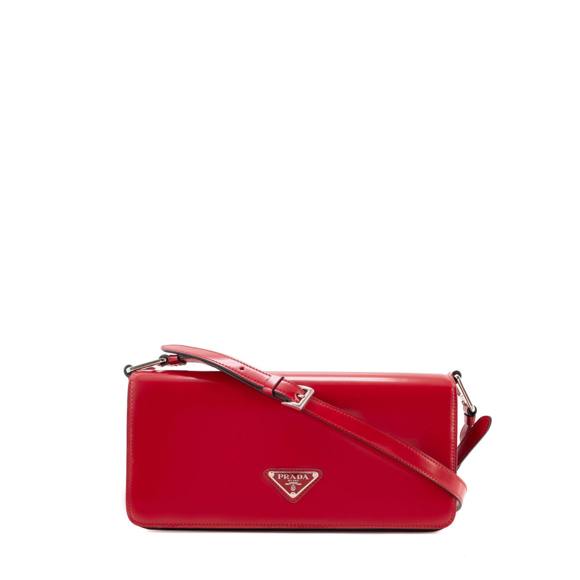 PRADA - Sac à bandoulière Spazzolato Prada en cuir lisse rouge