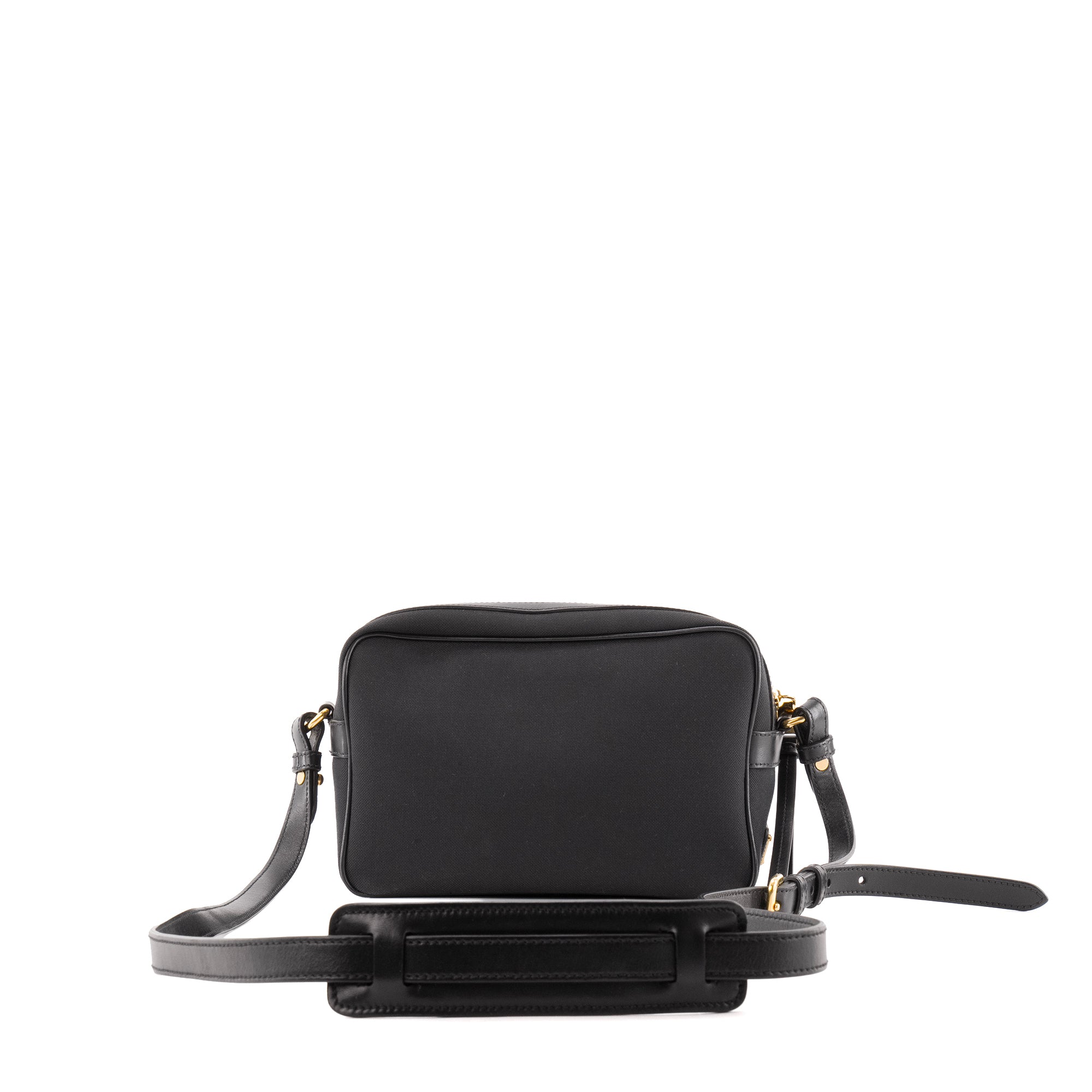 PRADA - Sac à bandoulière Prada en toile et cuir noir