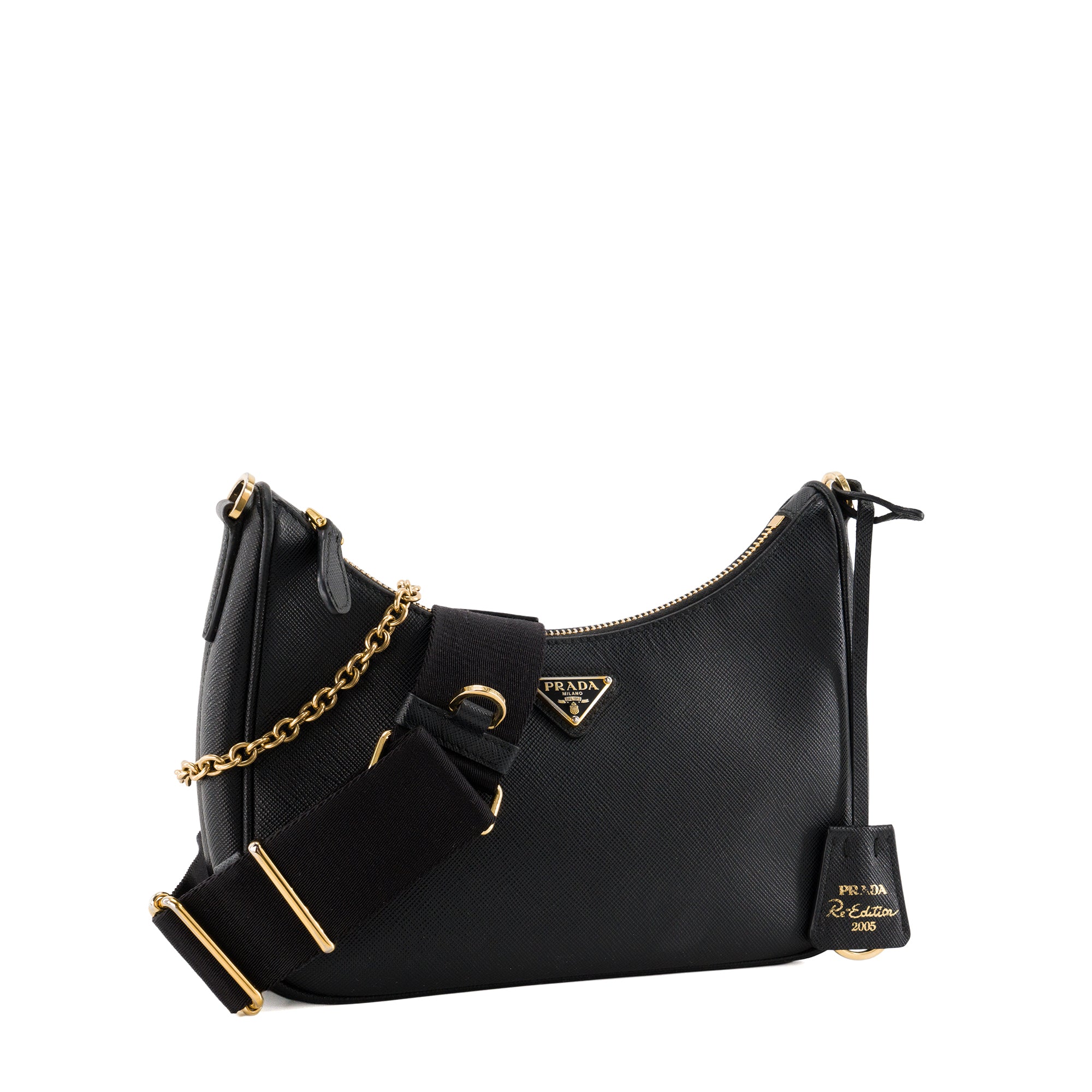 PRADA - Sac à bandoulière Re-Edition 2005 Prada en cuir saffiano noir