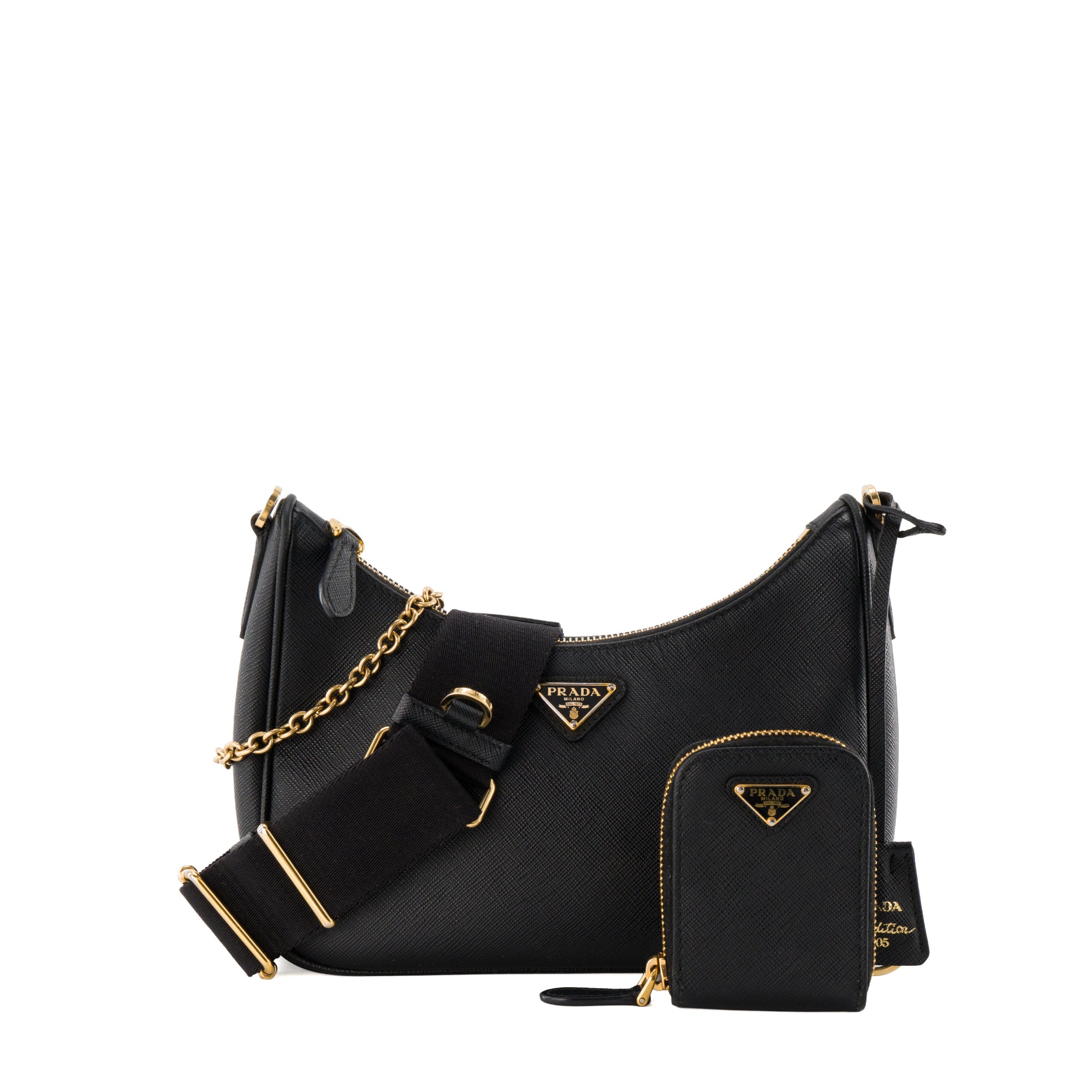 PRADA - Sac à bandoulière Re-Edition 2005 Prada en cuir saffiano noir