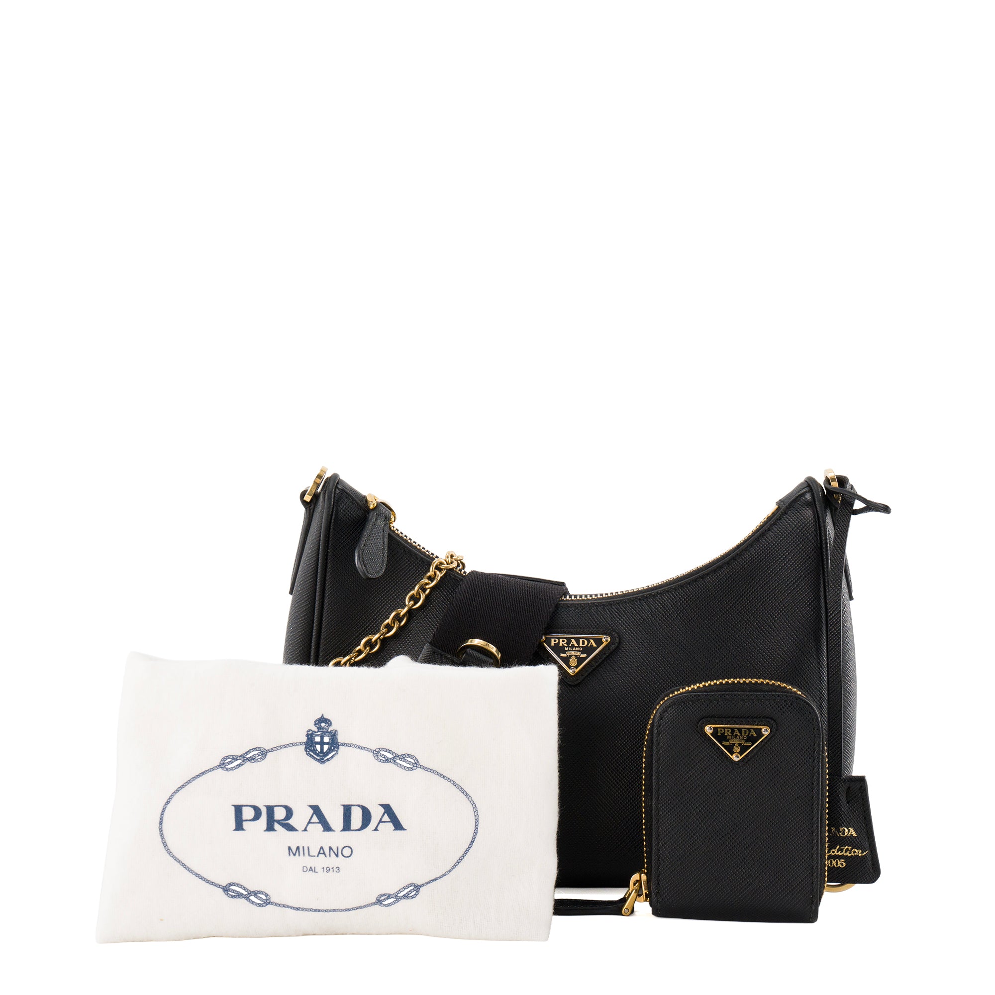 PRADA - Sac à bandoulière Re-Edition 2005 Prada en cuir saffiano noir