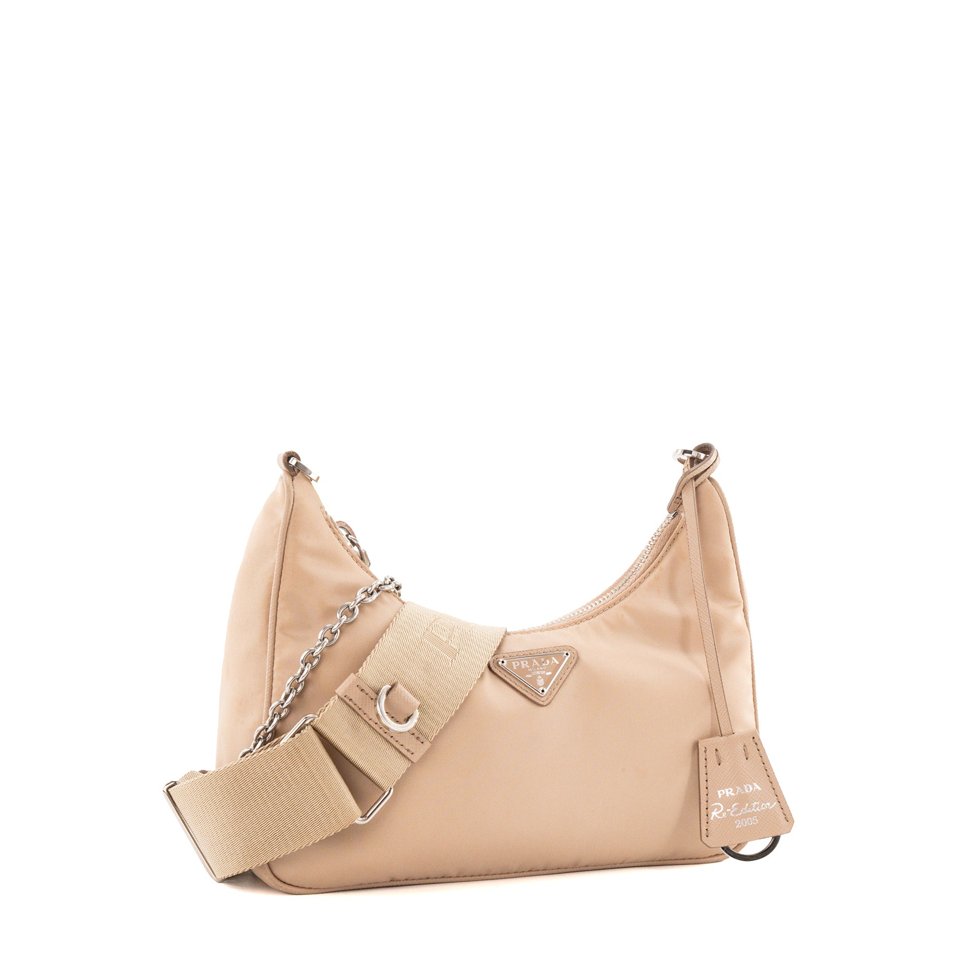 PRADA - Sac à bandoulière Re-Edition 2005 Prada en Re-nylon et cuir saffiano beige
