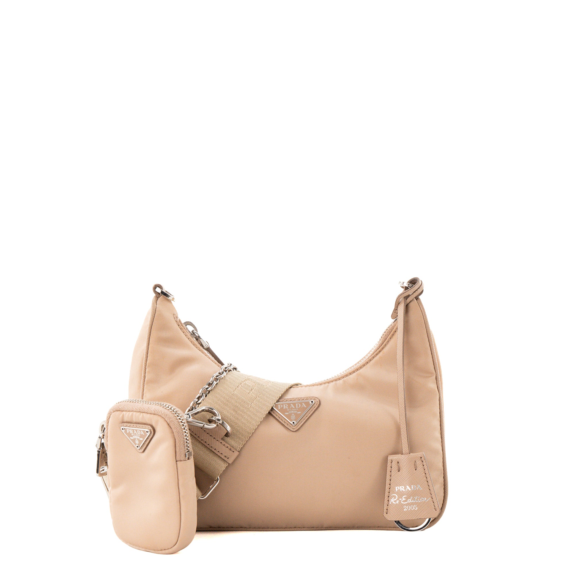 PRADA - Sac à bandoulière Re-Edition 2005 Prada en Re-nylon et cuir saffiano beige