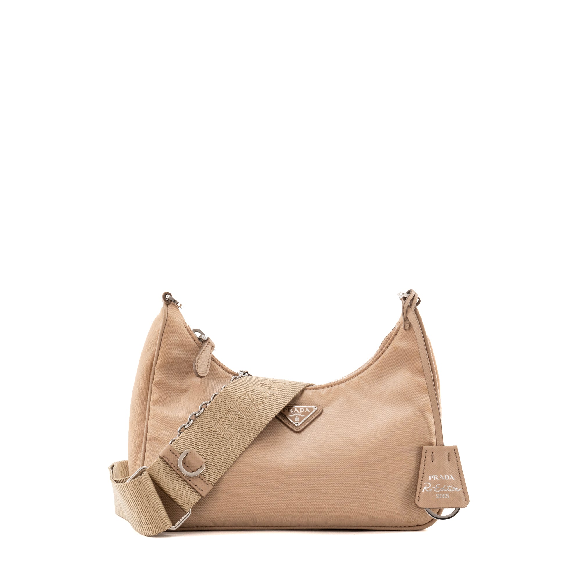PRADA - Sac à bandoulière Ré-Édition 2005 Prada en re-nylon et cuir saffiano beige